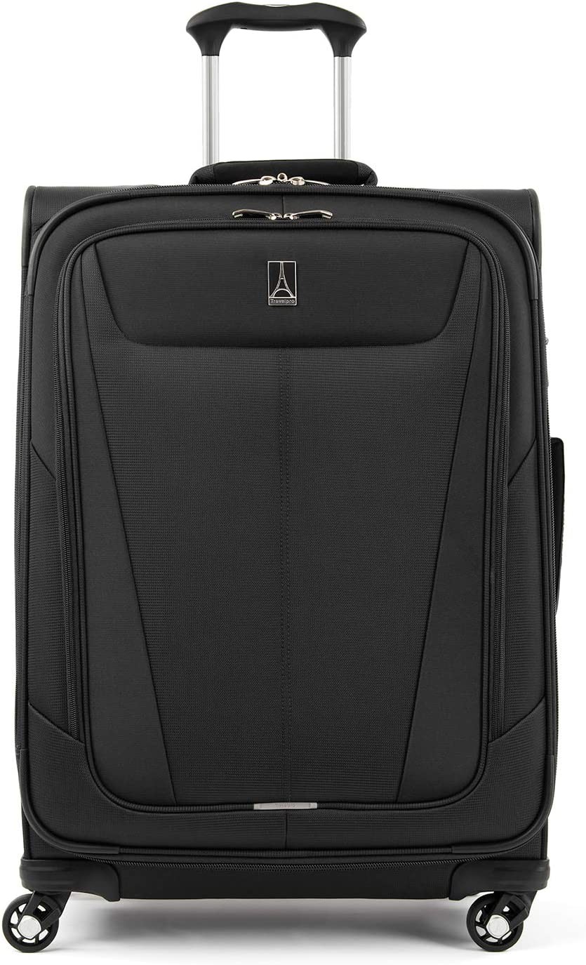Travelpro Maxlite 5 Softside Expandable Luggage with 4 Spinner Wheels, Lightweight Suitcase, Men and Women, Black, Checked-Medium 25-Inch