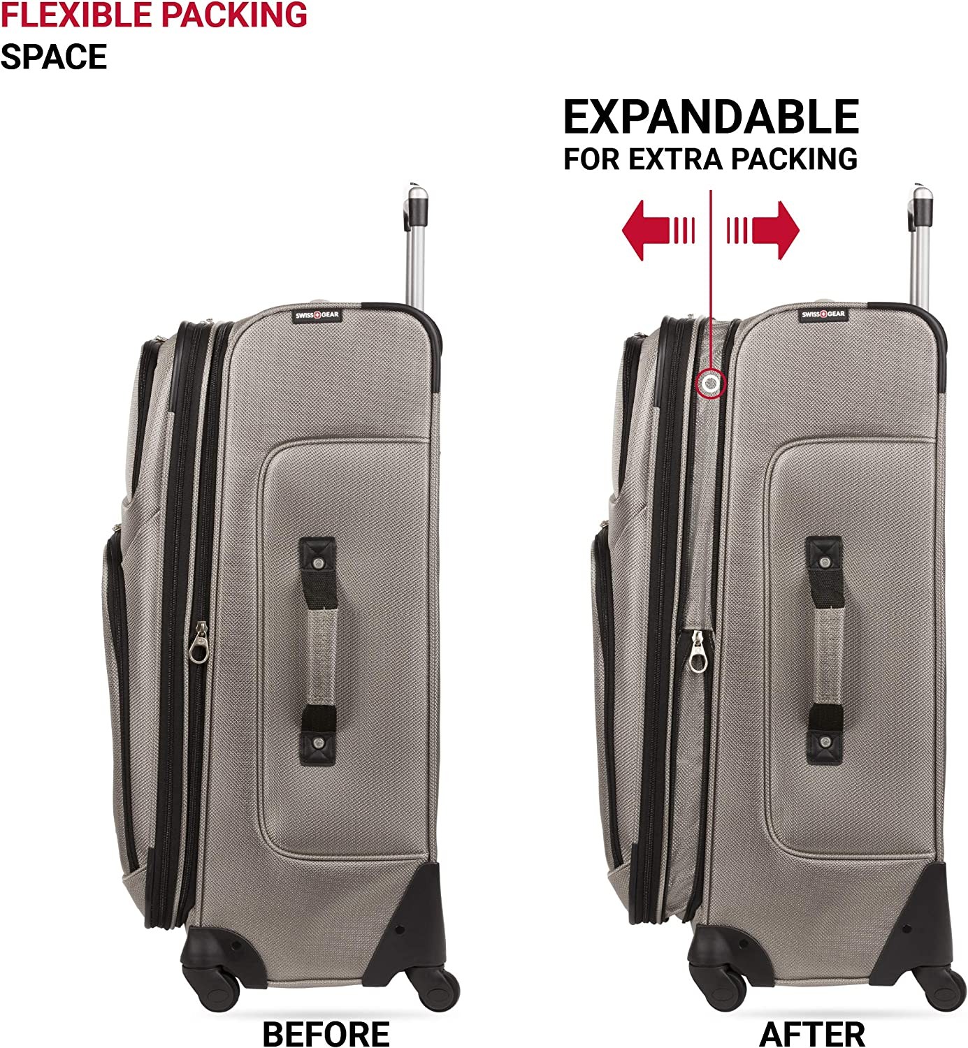 SwissGear Sion Softside Expandable Luggage, Pewter, Checked-Large 29-Inch
