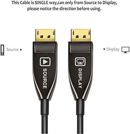 Jeirdus Fiber DP to DP Cable Male to Male 32Gbps High Speed 8k@60HZ 4K@140HZ, DP 1.4 Display Port for Big Game HDTV Projector, PC Host, Graphics Card,33ft