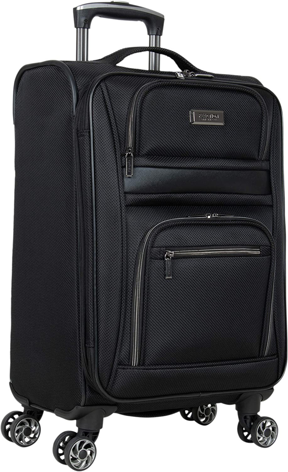 Kenneth Cole Reaction Rugged Roamer Luggage Collection Lightweight Softside Expandable 8-Wheel Spinner Travel Suitcase Bag, Black, 2-Piece (20" Carry-On / 28" Check Size)