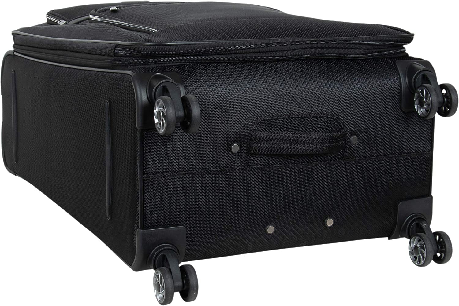 Kenneth Cole Reaction Rugged Roamer Luggage Collection Lightweight Softside Expandable 8-Wheel Spinner Travel Suitcase Bag, Black, 2-Piece (20" Carry-On / 28" Check Size)