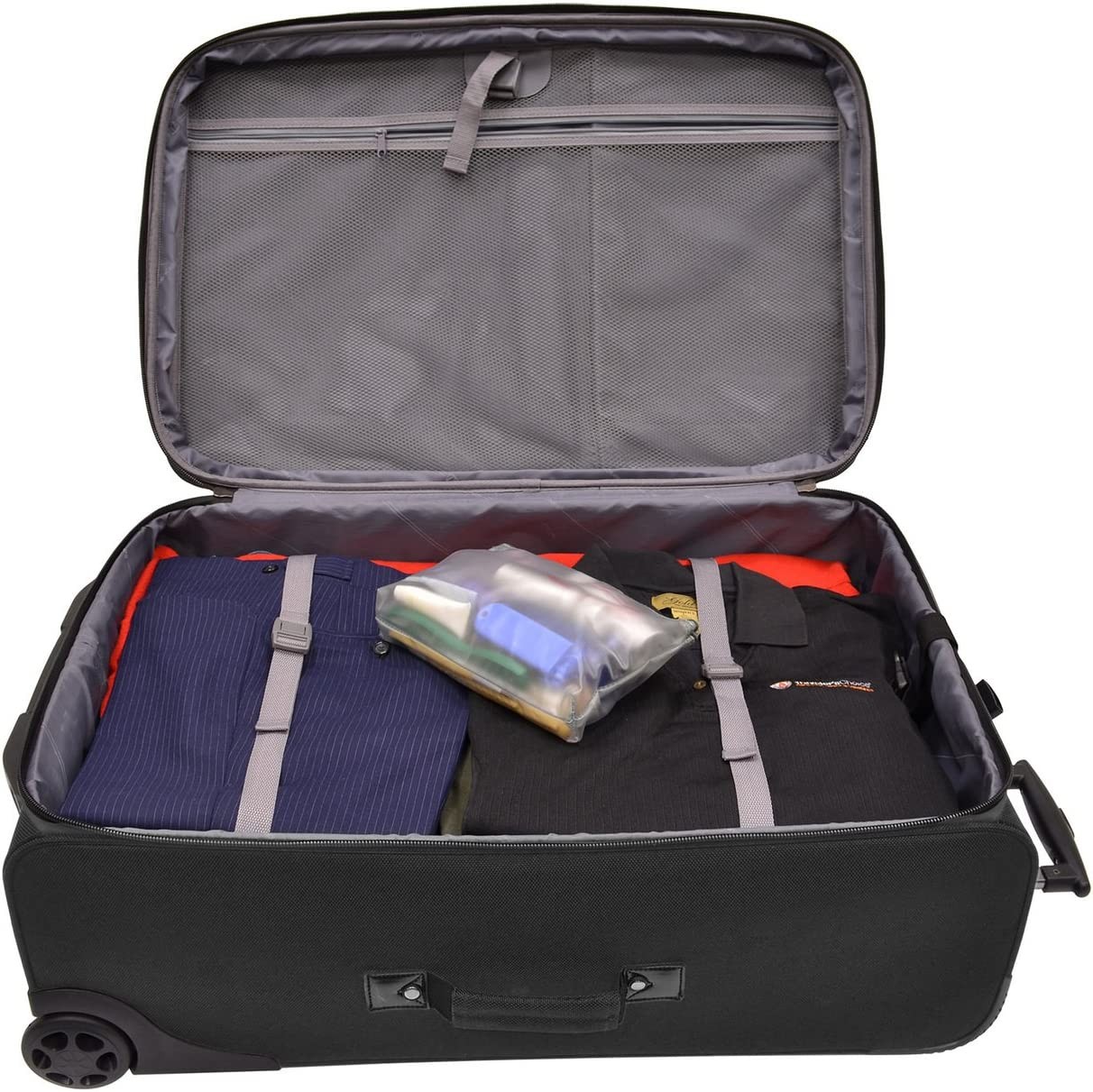 Traveler s Choice Conventional II Softside Expandable Rugged Rolling Upright Suitcase, Lightweight Travel Luggage, Black, Checked-Large 30-Inch