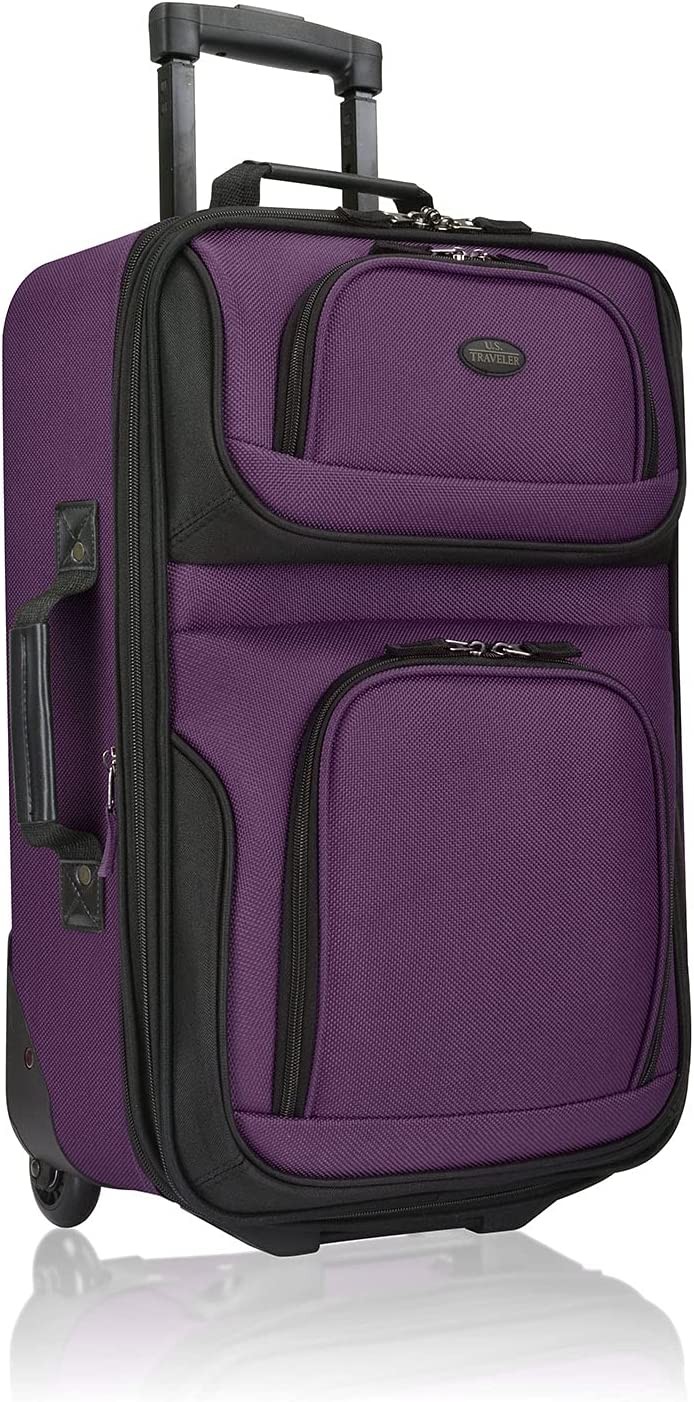 U.S. Traveler Rio Rugged Fabric Expandable Carry-on Luggage Set, Purple, 2 Wheel