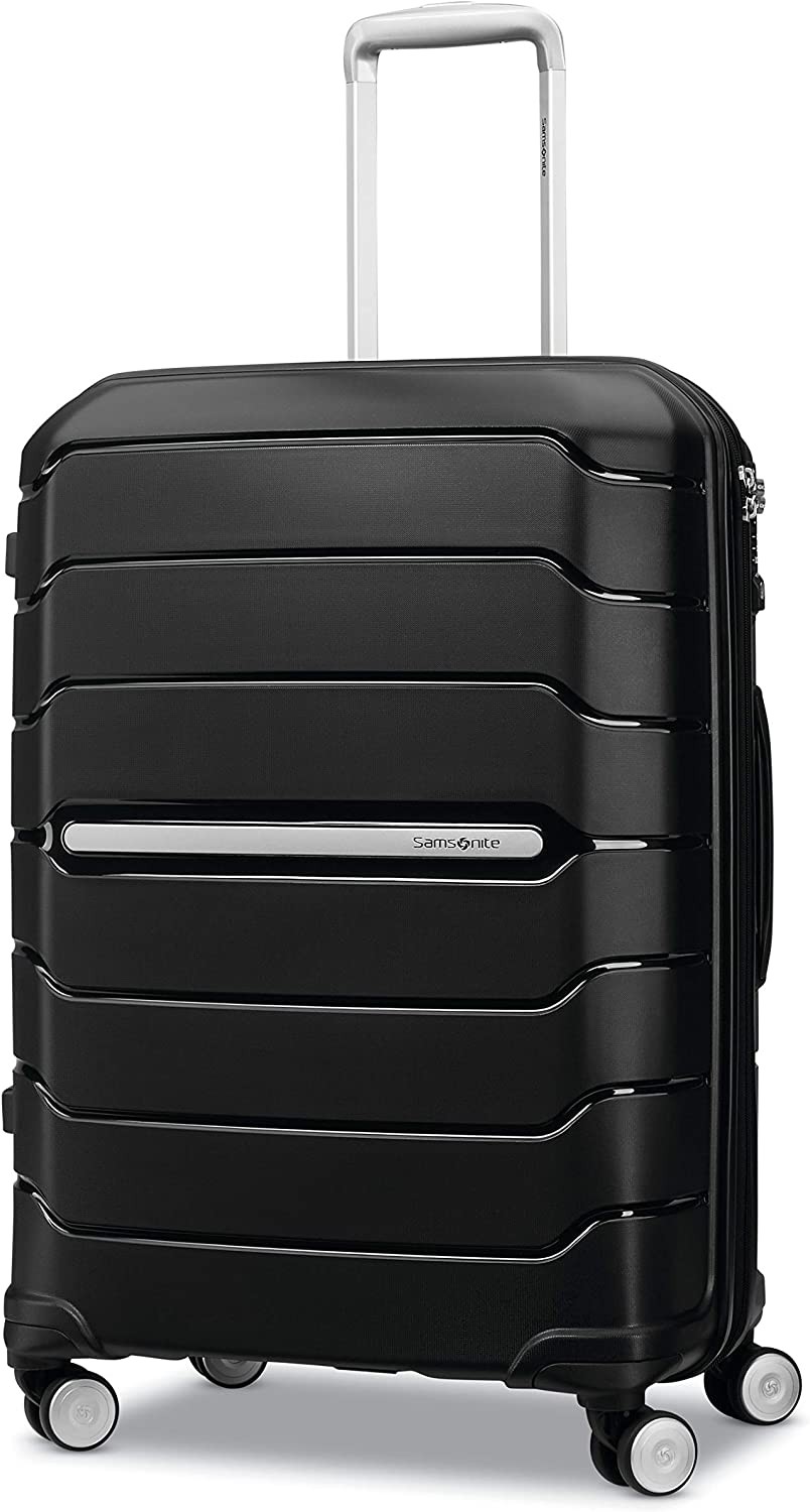 Samsonite Freeform Hardside Expandable with Double Spinner Wheels, Checked-Medium 24-Inch, Black