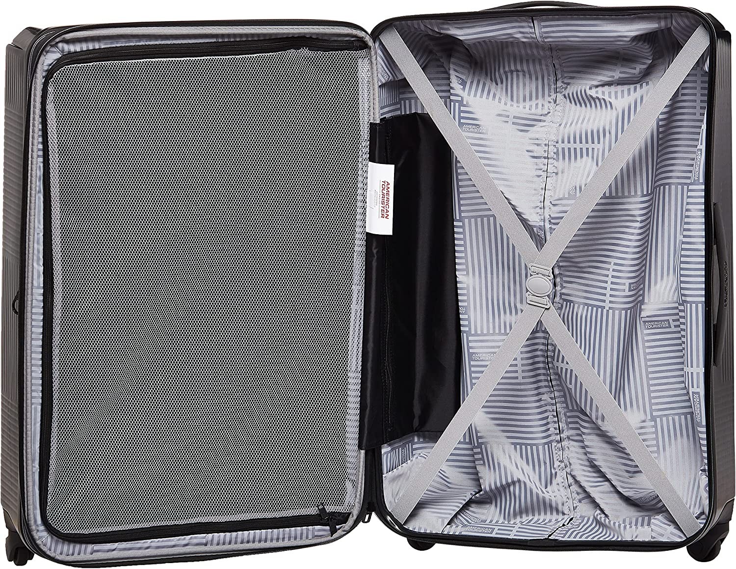 American Tourister Stratum XLT Expandable Hardside Luggage with Spinner Wheels, Jet Black, Checked-Large 28-Inch