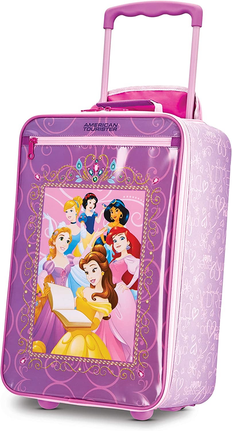 American Tourister Kids  Disney Softside Upright Luggage, Princess 2, 18"