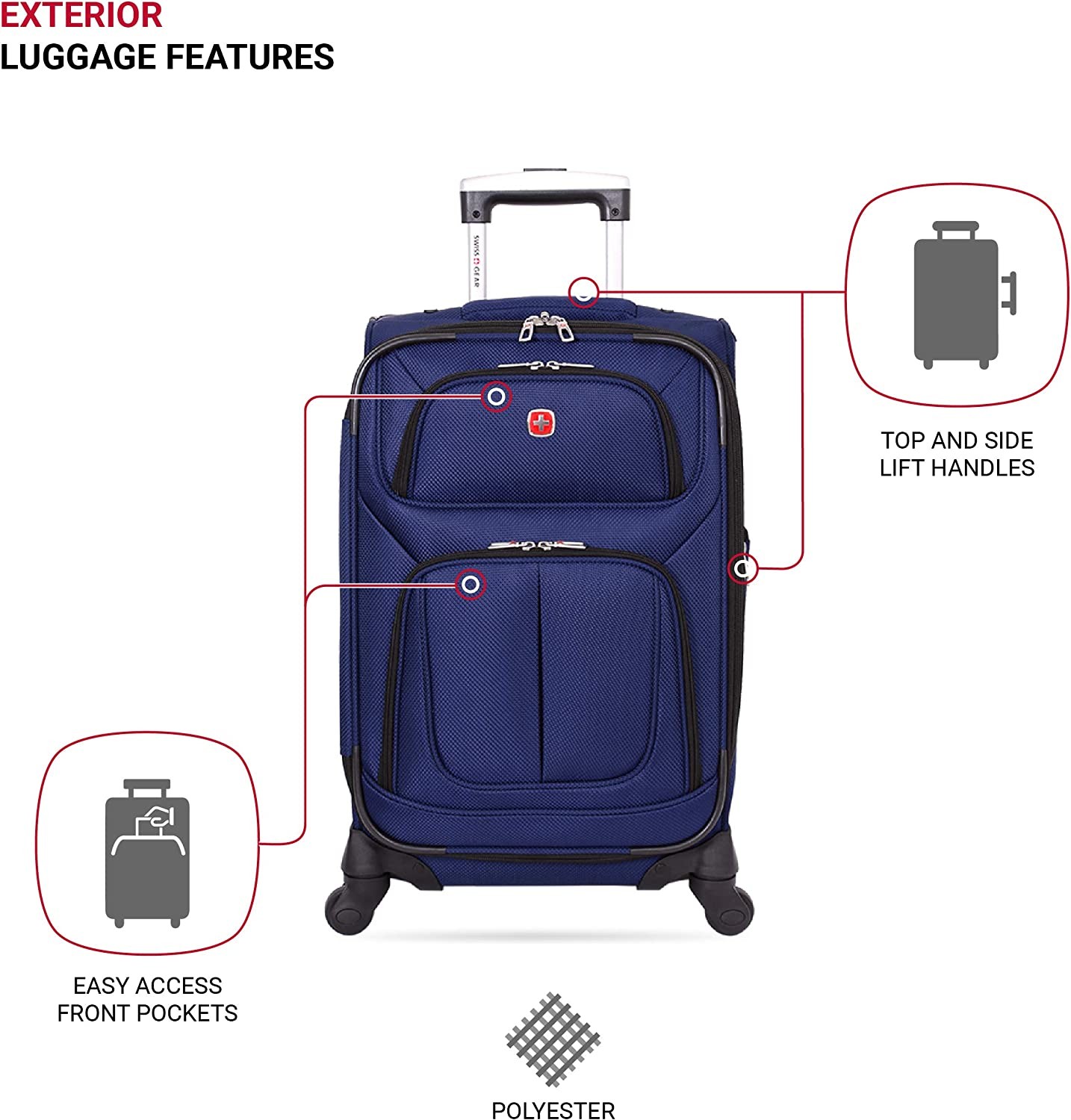 SwissGear Sion Softside Expandable Luggage, Blue, 21 inch
