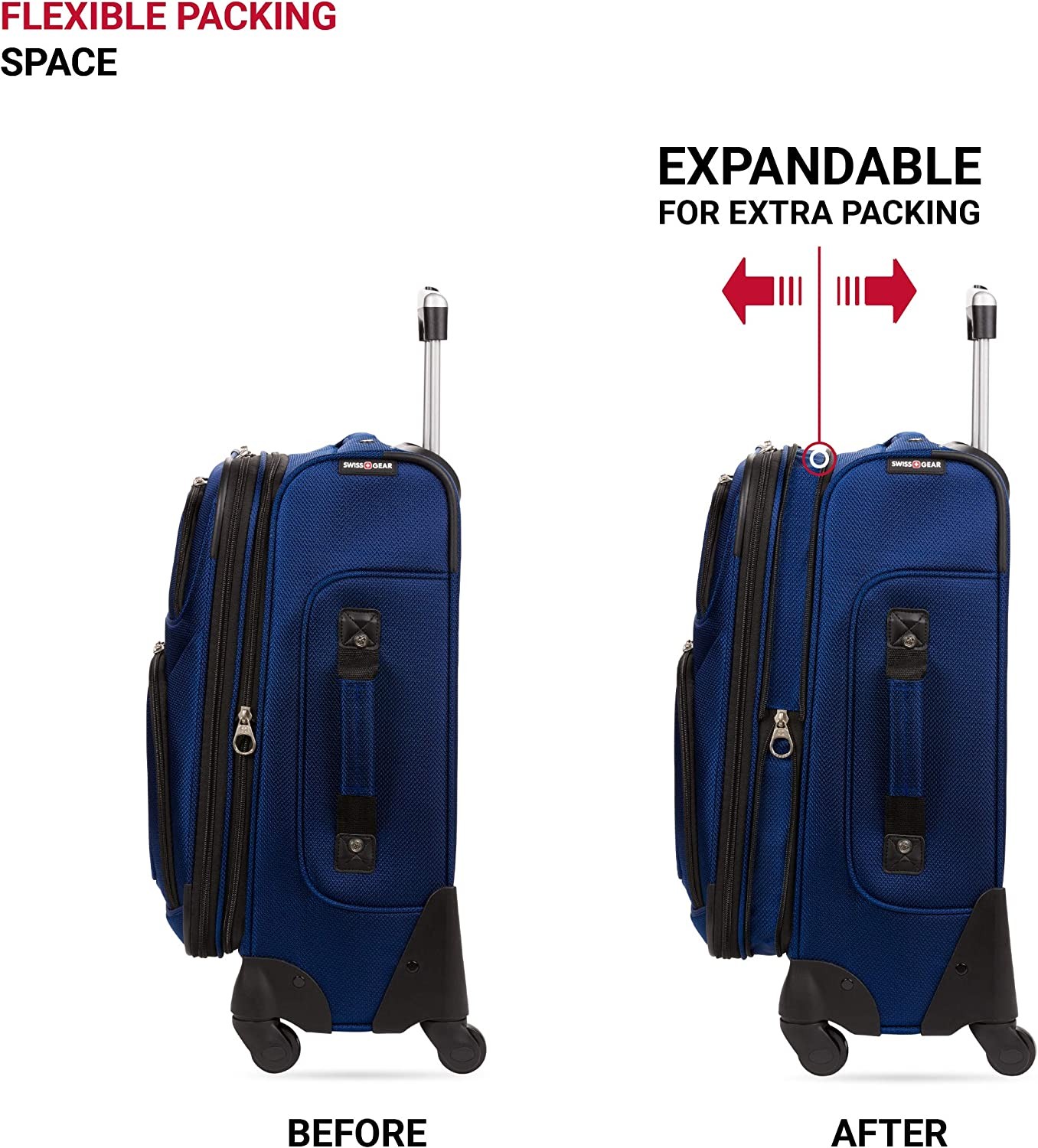 SwissGear Sion Softside Expandable Luggage, Blue, 21 inch