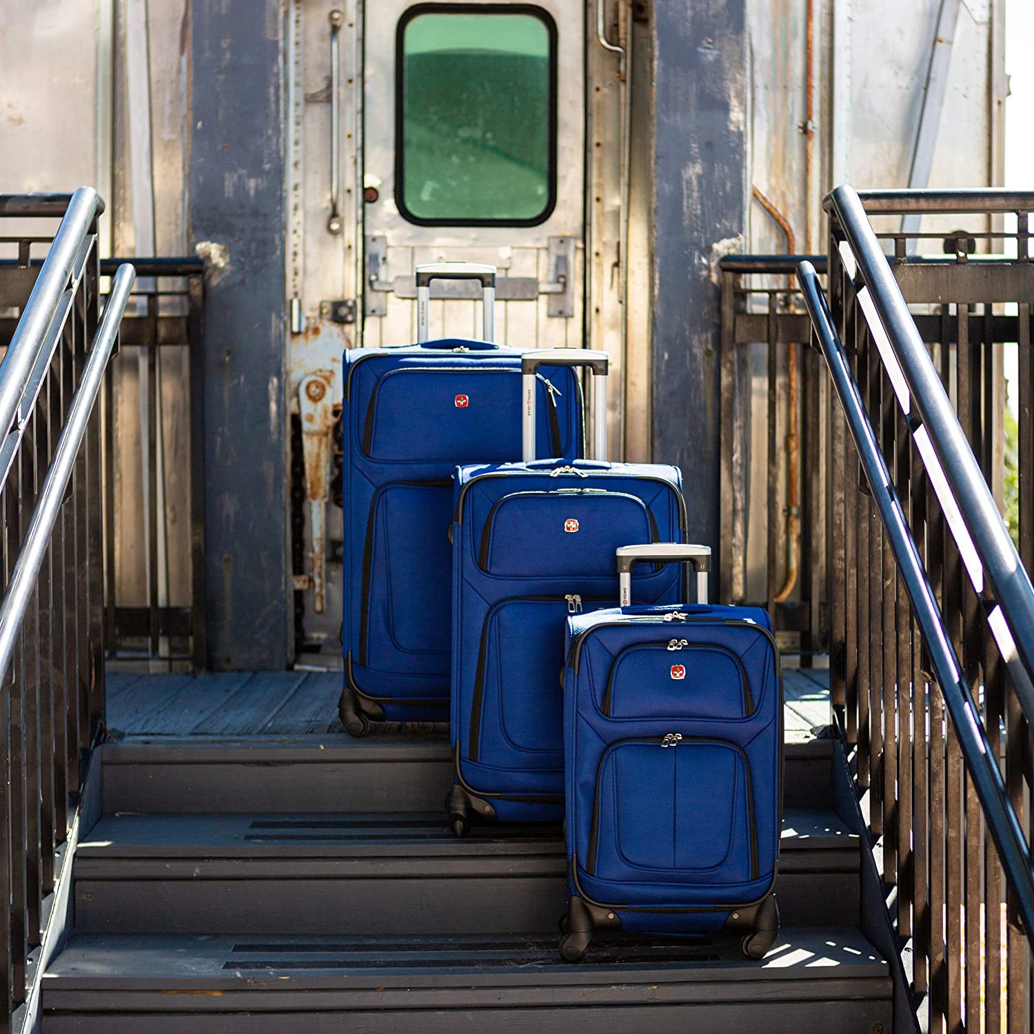 SwissGear Sion Softside Expandable Luggage, Blue, 21 inch