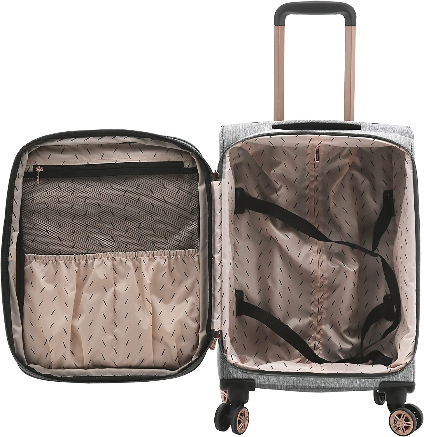 kensie Women s Hudson Softside 3-Piece Spinner Luggage Set, Heather Gray, (20/24/28)