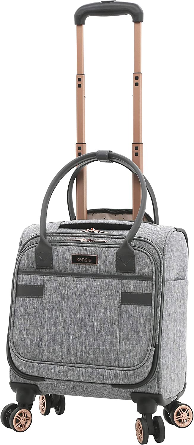 kensie Women s Hudson Softside 3-Piece Spinner Luggage Set, Heather Gray, (20/24/28)