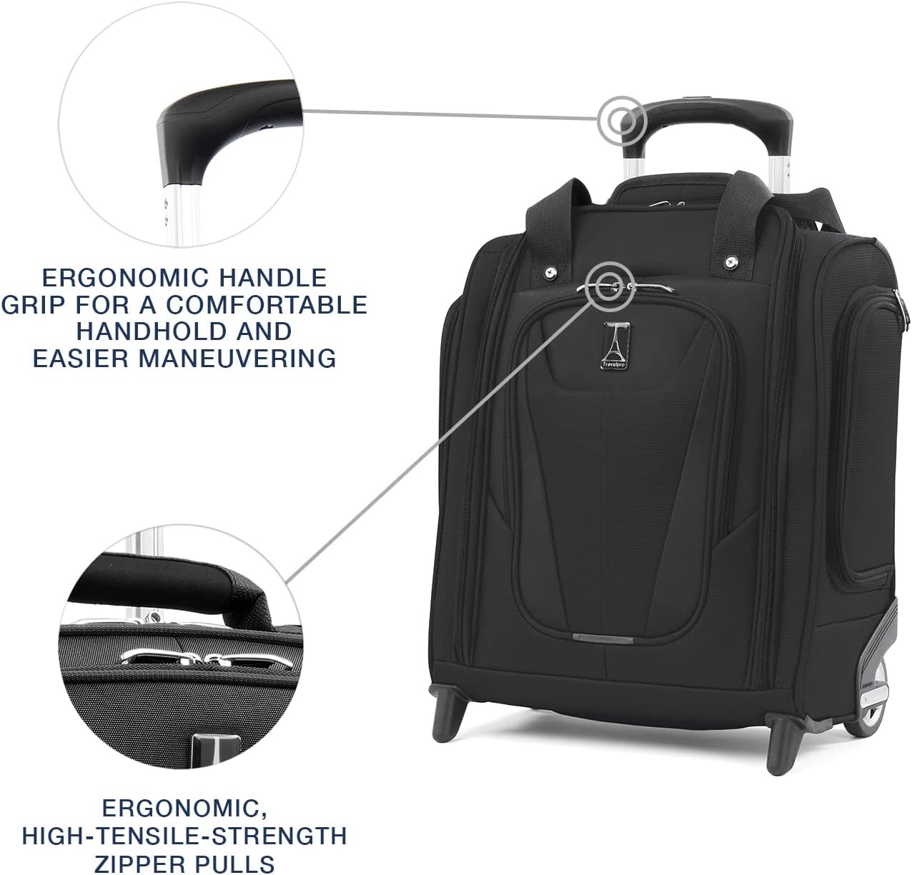 Travelpro Maxlite 5 Softside Lightweight Rolling Underseat Compact Carry-On Upright 2 Wheel Bag, Men and Women, Black, 15-Inch