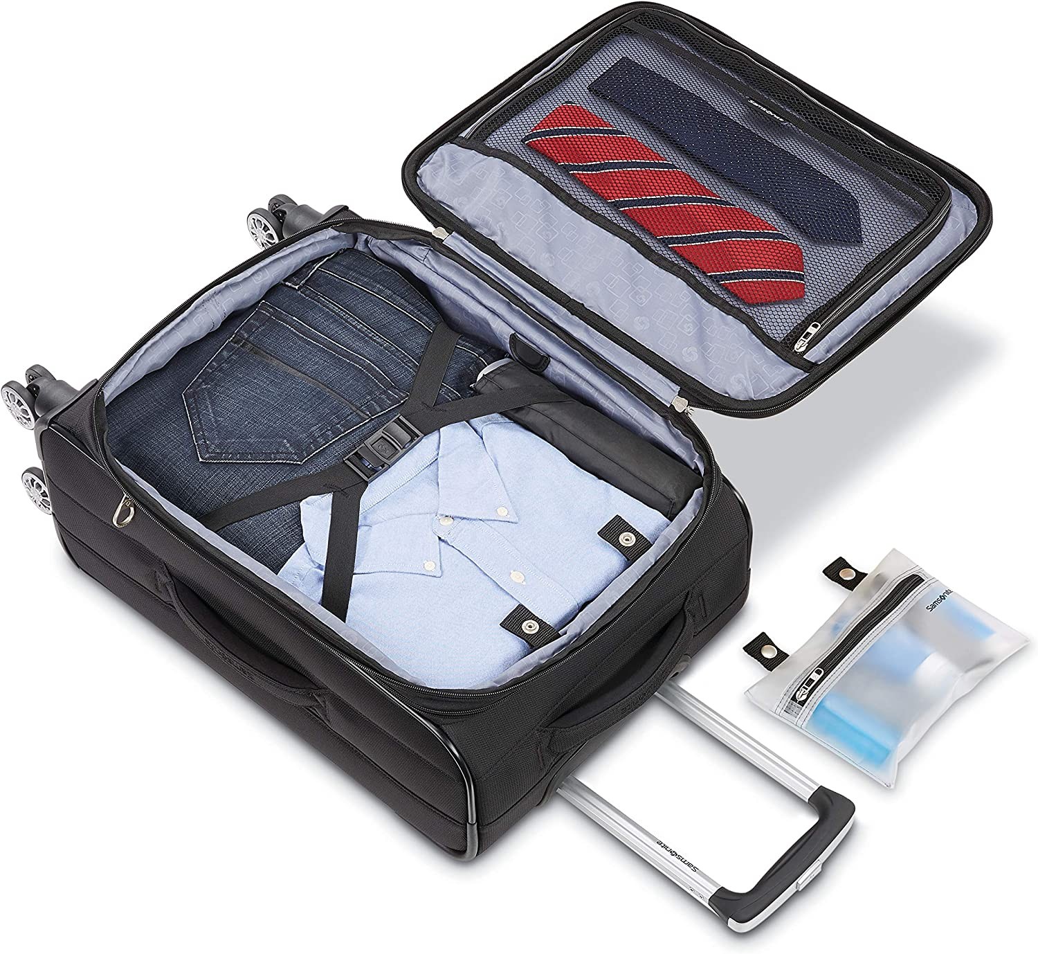 Samsonite Ascella X Softside Expandable Luggage with Spinner Wheels, Black, Carry-On 20-Inch