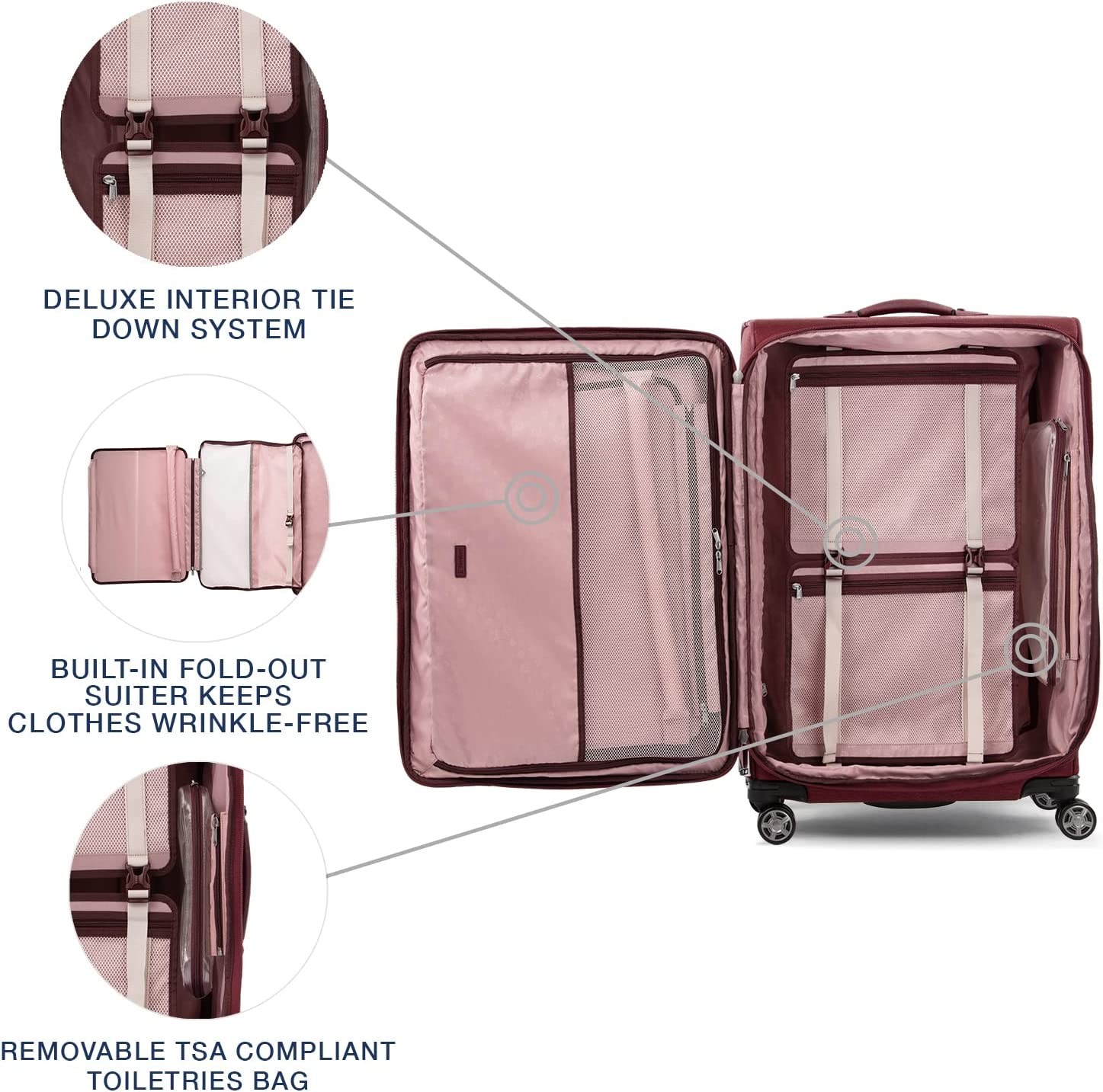 Travelpro Platinum Elite Softside Expandable Luggage, 8 Wheel Spinner Suitcase, TSA Lock, Men and Women, Bordeaux Red, Checked-Large 29-Inch