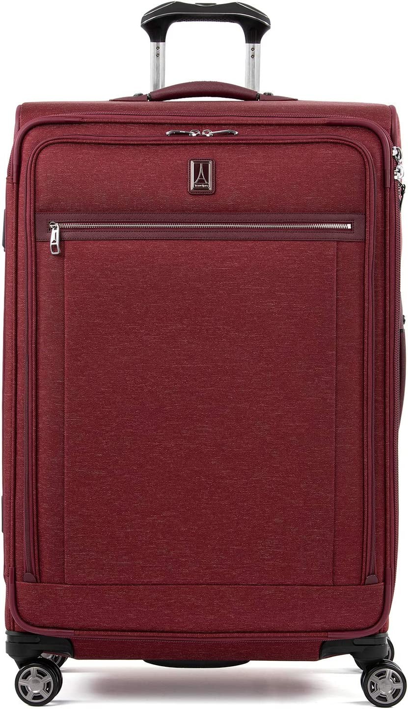 Travelpro Platinum Elite Softside Expandable Luggage, 8 Wheel Spinner Suitcase, TSA Lock, Men and Women, Bordeaux Red, Checked-Large 29-Inch