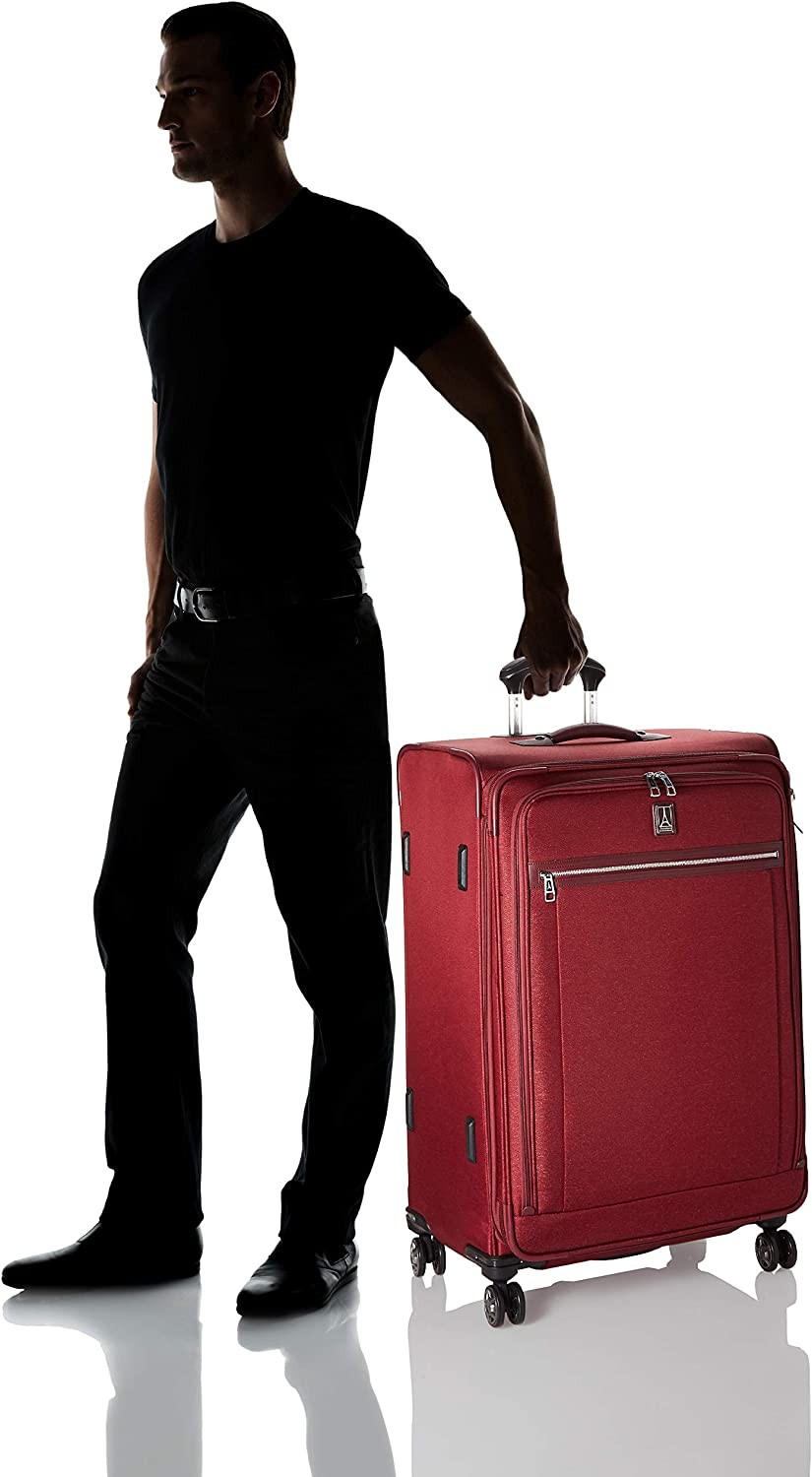 Travelpro Platinum Elite Softside Expandable Luggage, 8 Wheel Spinner Suitcase, TSA Lock, Men and Women, Bordeaux Red, Checked-Large 29-Inch