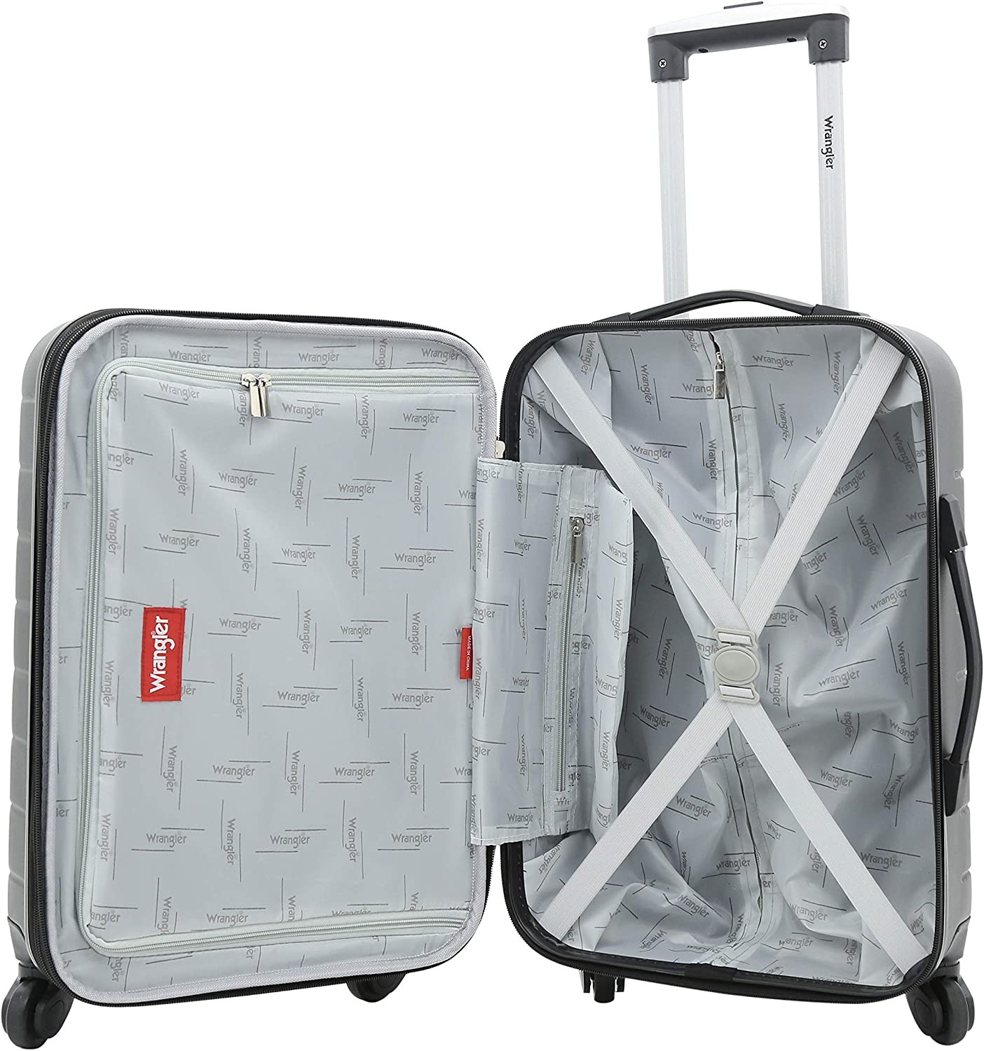 Wrangler El Dorado Lugggage Set with Cup Holder and USB Port, Black, 2 Piece