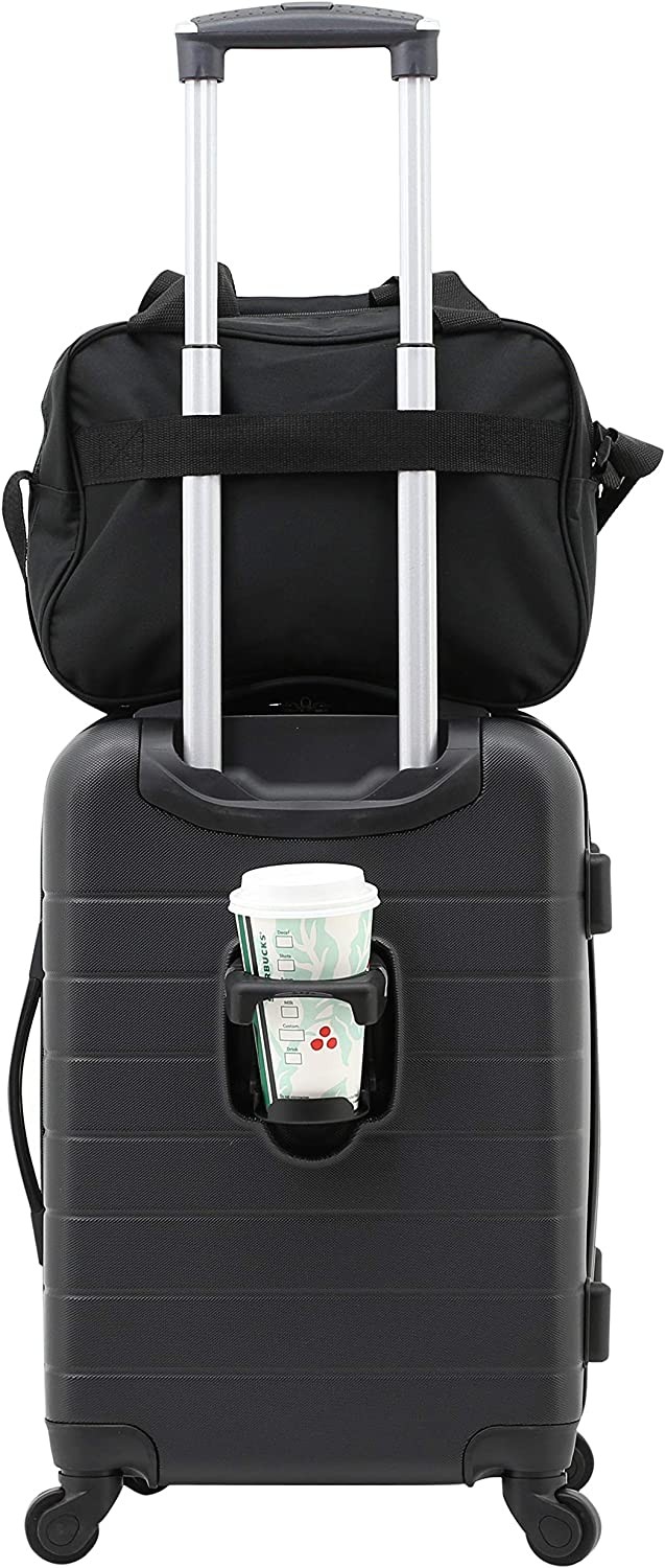 Wrangler El Dorado Lugggage Set with Cup Holder and USB Port, Black, 2 Piece