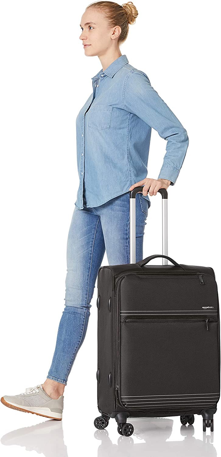 Amazon Basics Lightweight Softside Spinner Suitcase Luggage with Wheels