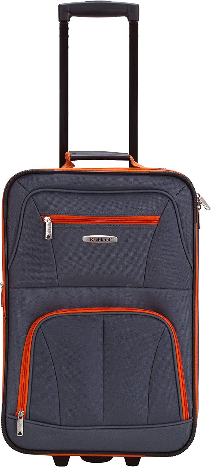 Rockland Journey Softside Upright Luggage Set, Charcoal, 4-Piece (14/19/24/28)