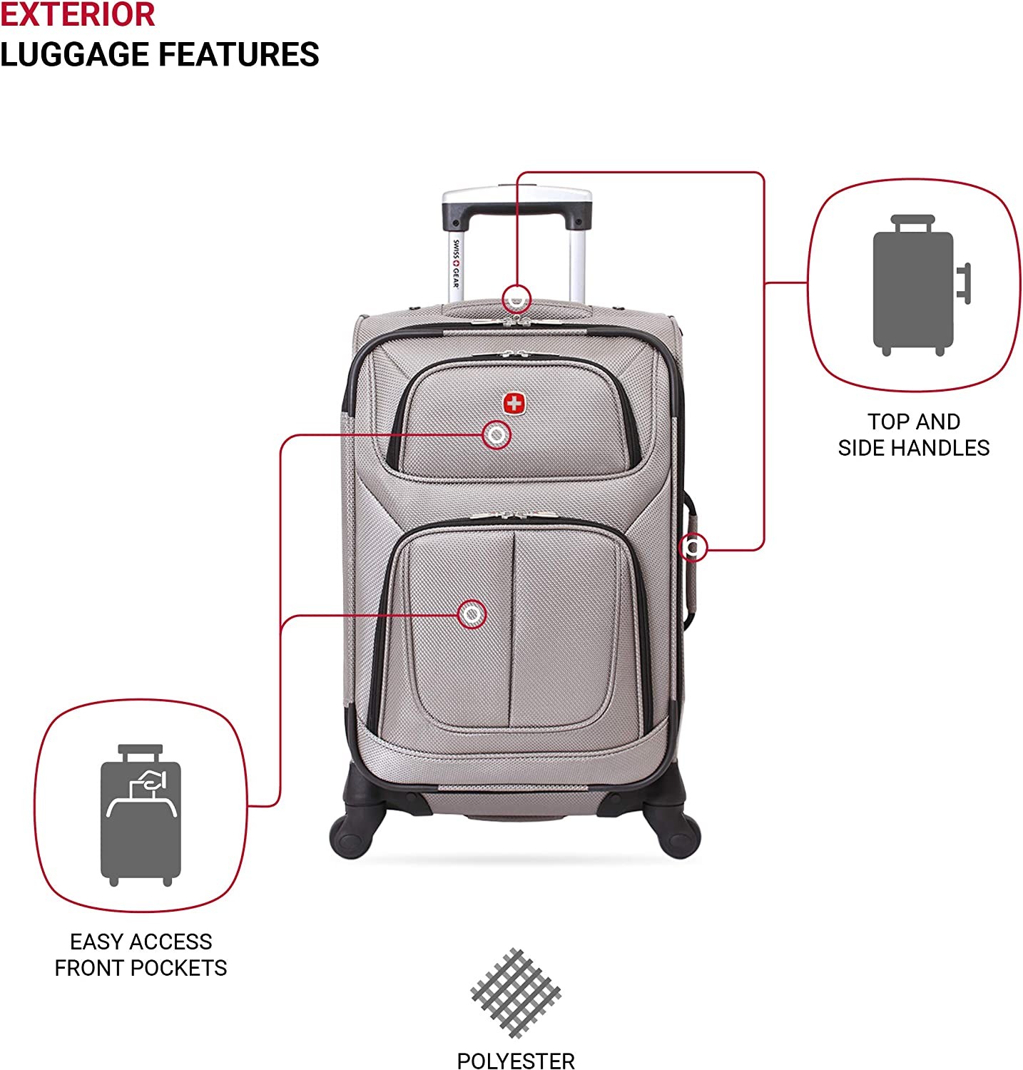 SwissGear Sion Softside Expandable Luggage, Pewter, Carry-On 21-Inch