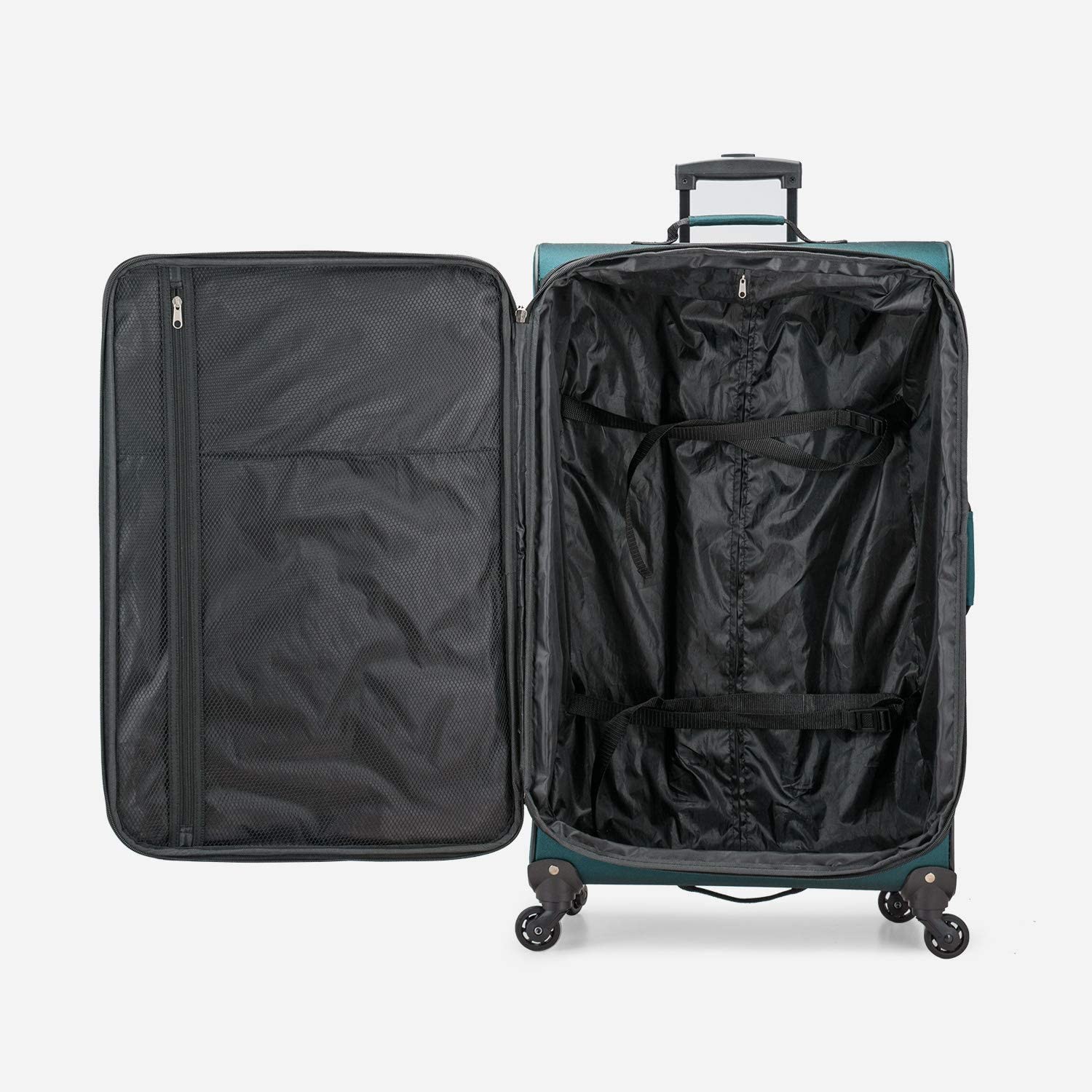 U.S. Traveler Aviron Bay Expandable Softside Luggage with Spinner Wheels, Teal, Checked-Large 31-Inch