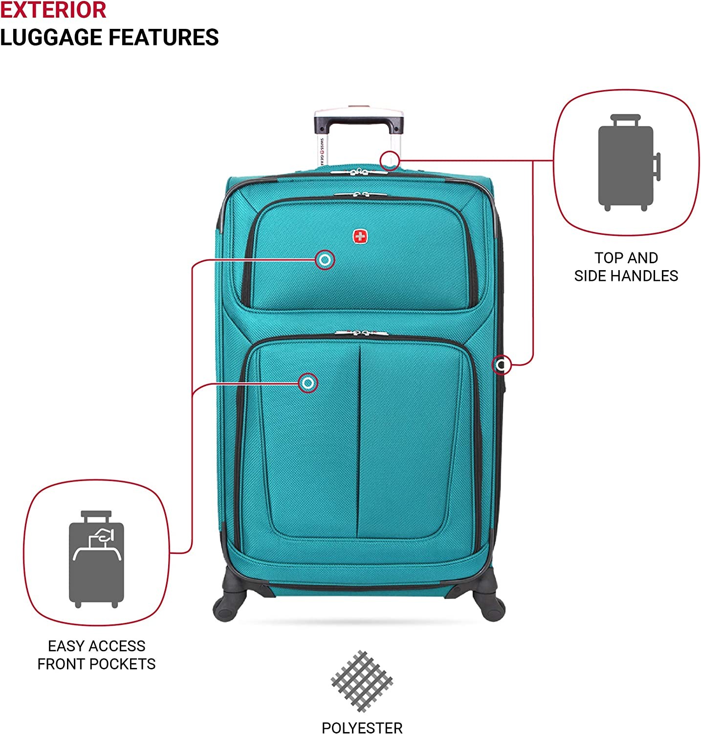 SwissGear Sion Softside Expandable Luggage, Teal, Checked-Large 29-Inch