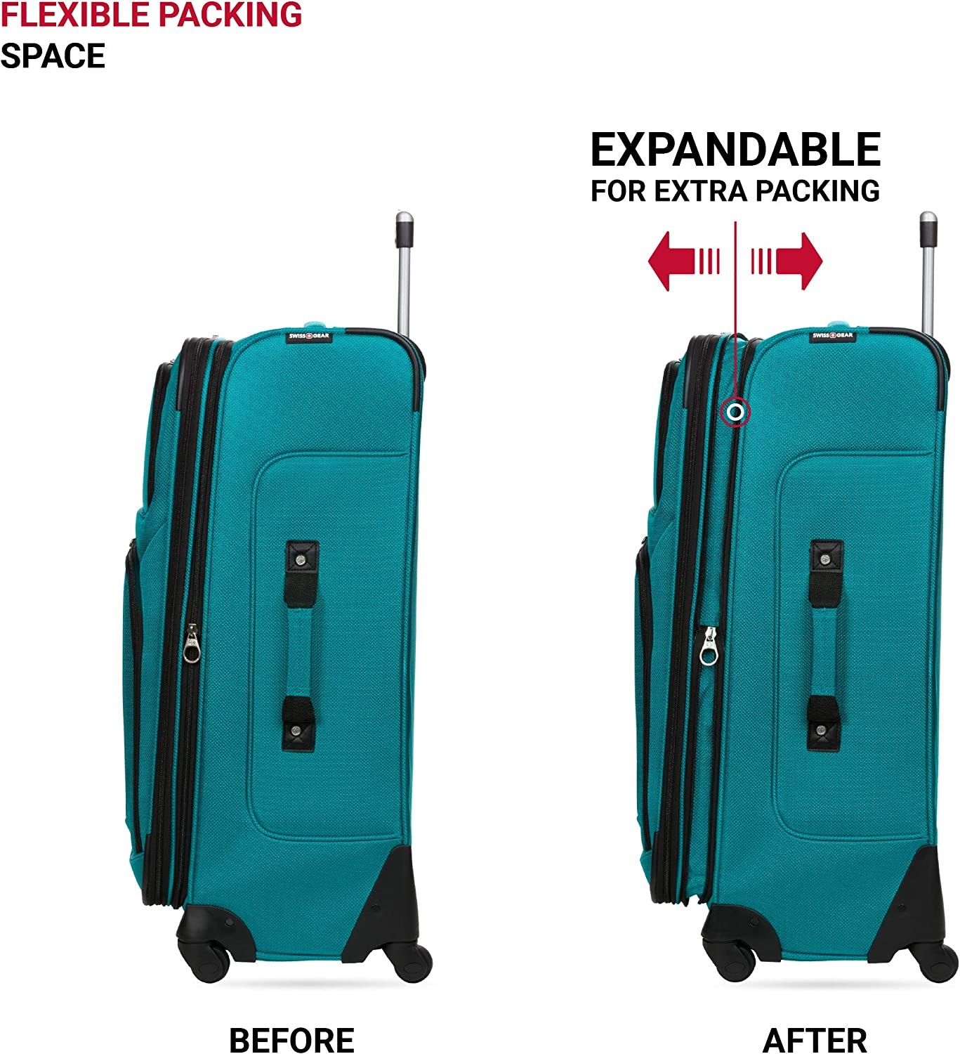 SwissGear Sion Softside Expandable Luggage, Teal, Checked-Large 29-Inch