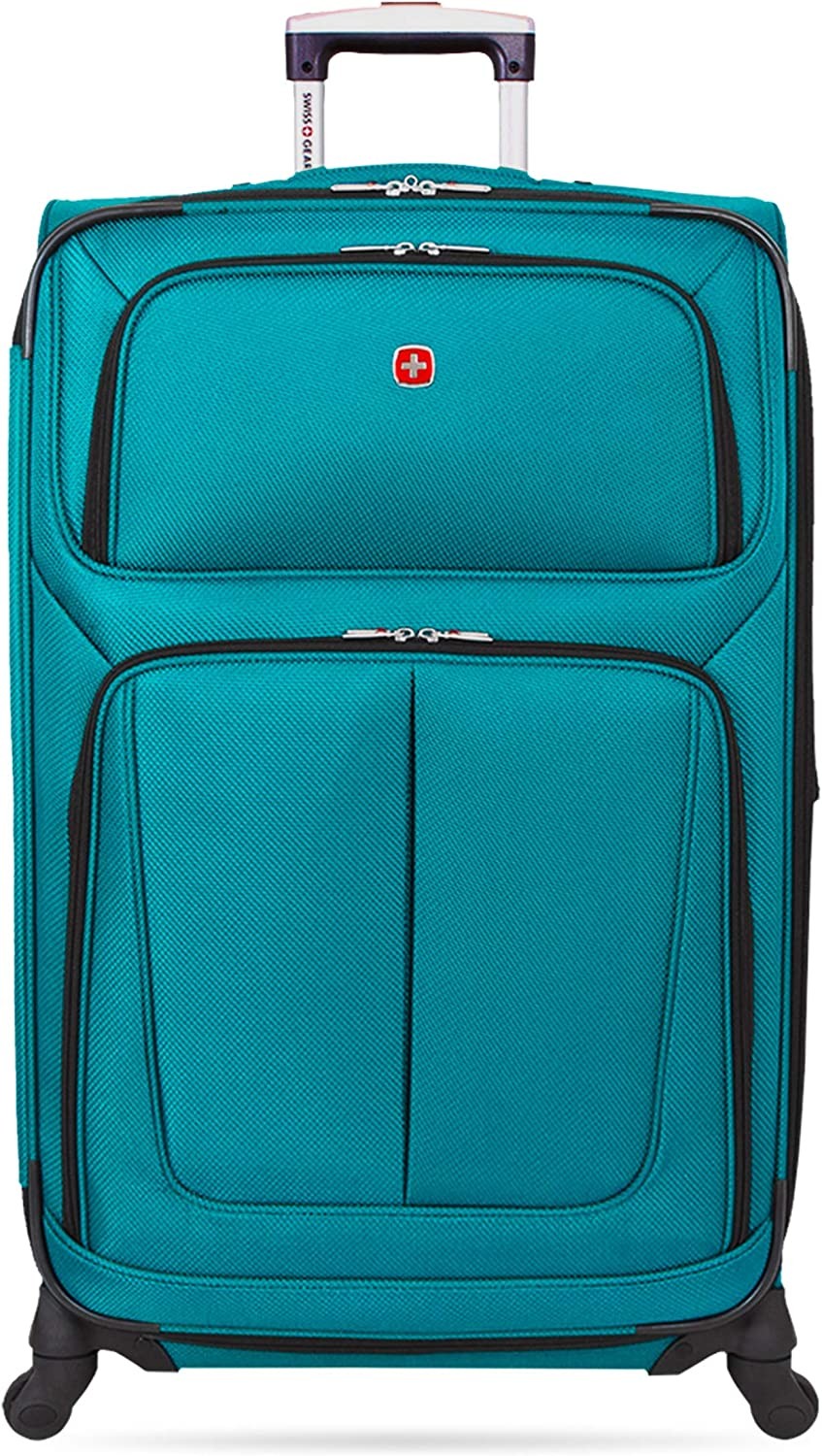 SwissGear Sion Softside Expandable Luggage, Teal, Checked-Large 29-Inch