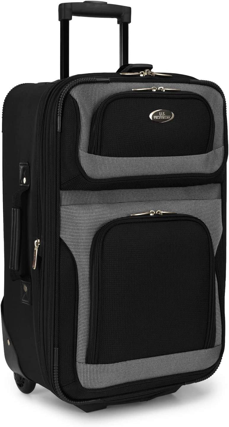 U.S. Traveler New Yorker Lightweight Softside Expandable Travel Rolling Luggage Set, Black/Grey, 4-Piece (15/21/25/29)