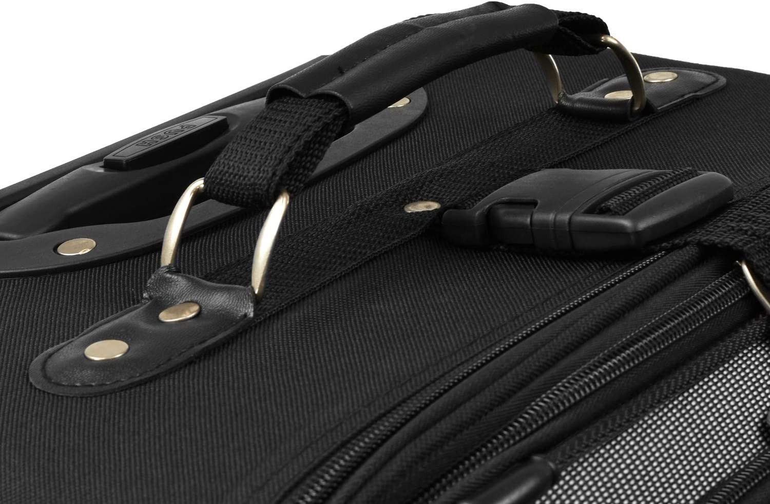 U.S. Traveler New Yorker Lightweight Softside Expandable Travel Rolling Luggage Set, Black/Grey, 4-Piece (15/21/25/29)