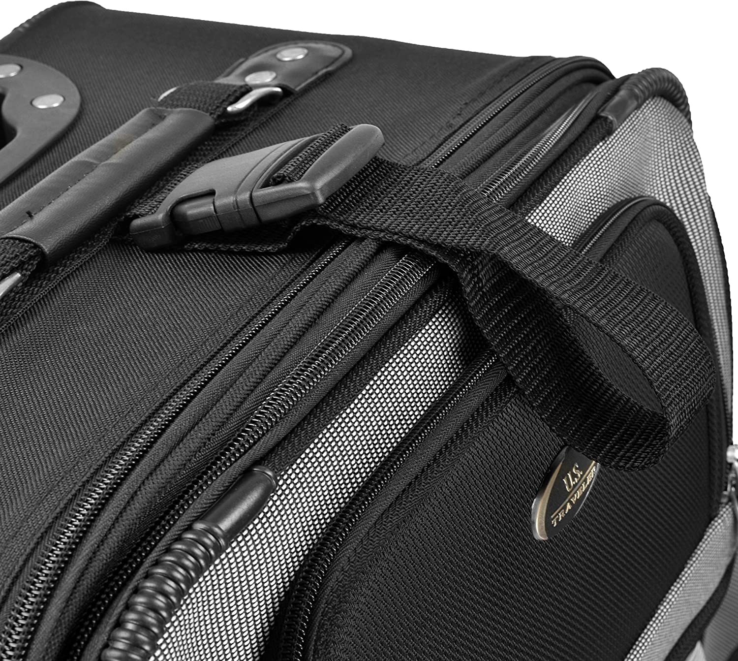 U.S. Traveler New Yorker Lightweight Softside Expandable Travel Rolling Luggage Set, Black/Grey, 4-Piece (15/21/25/29)
