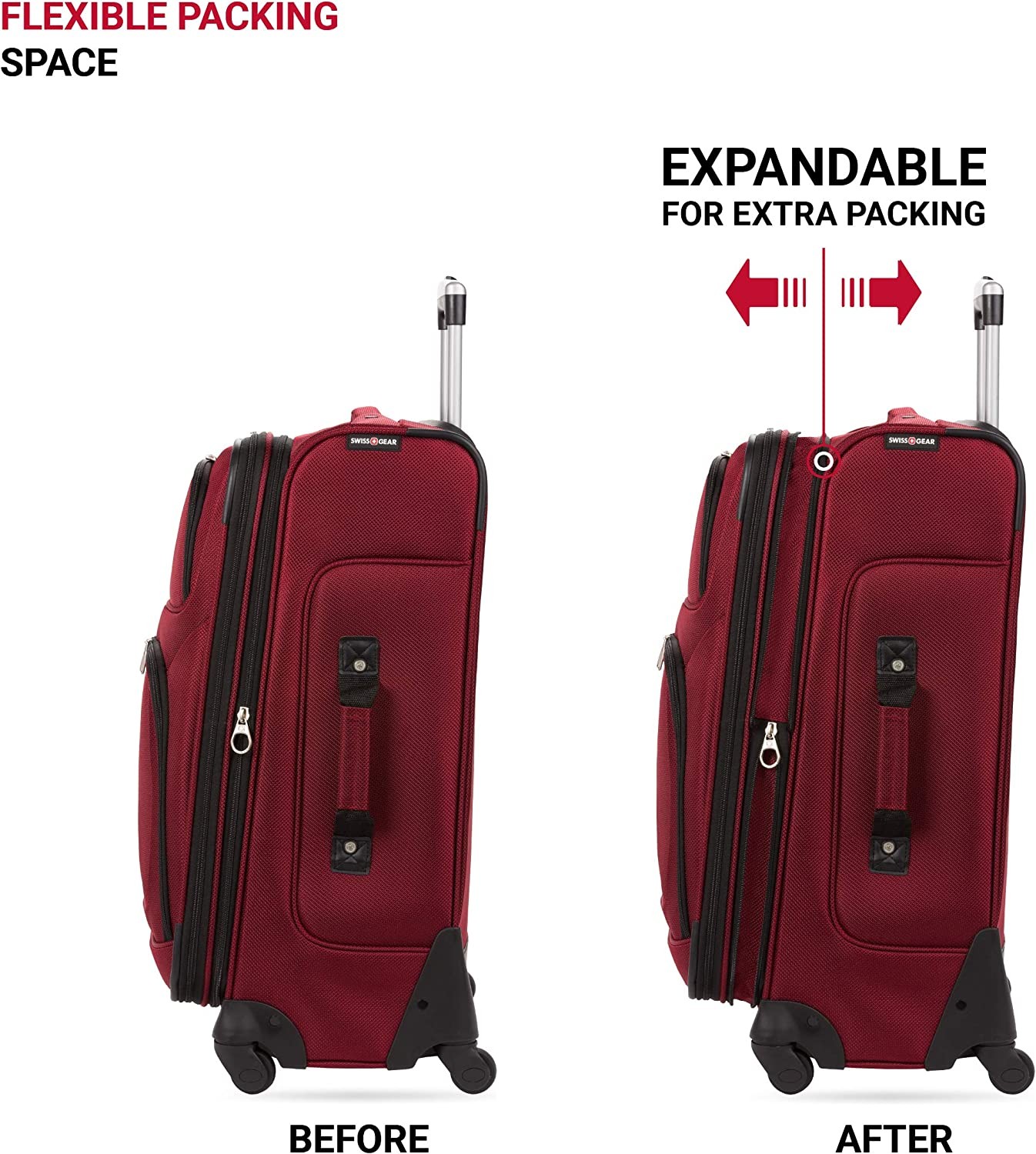 SwissGear Sion Softside Expandable Luggage, Burgandy, Checked-Medium 25-Inch