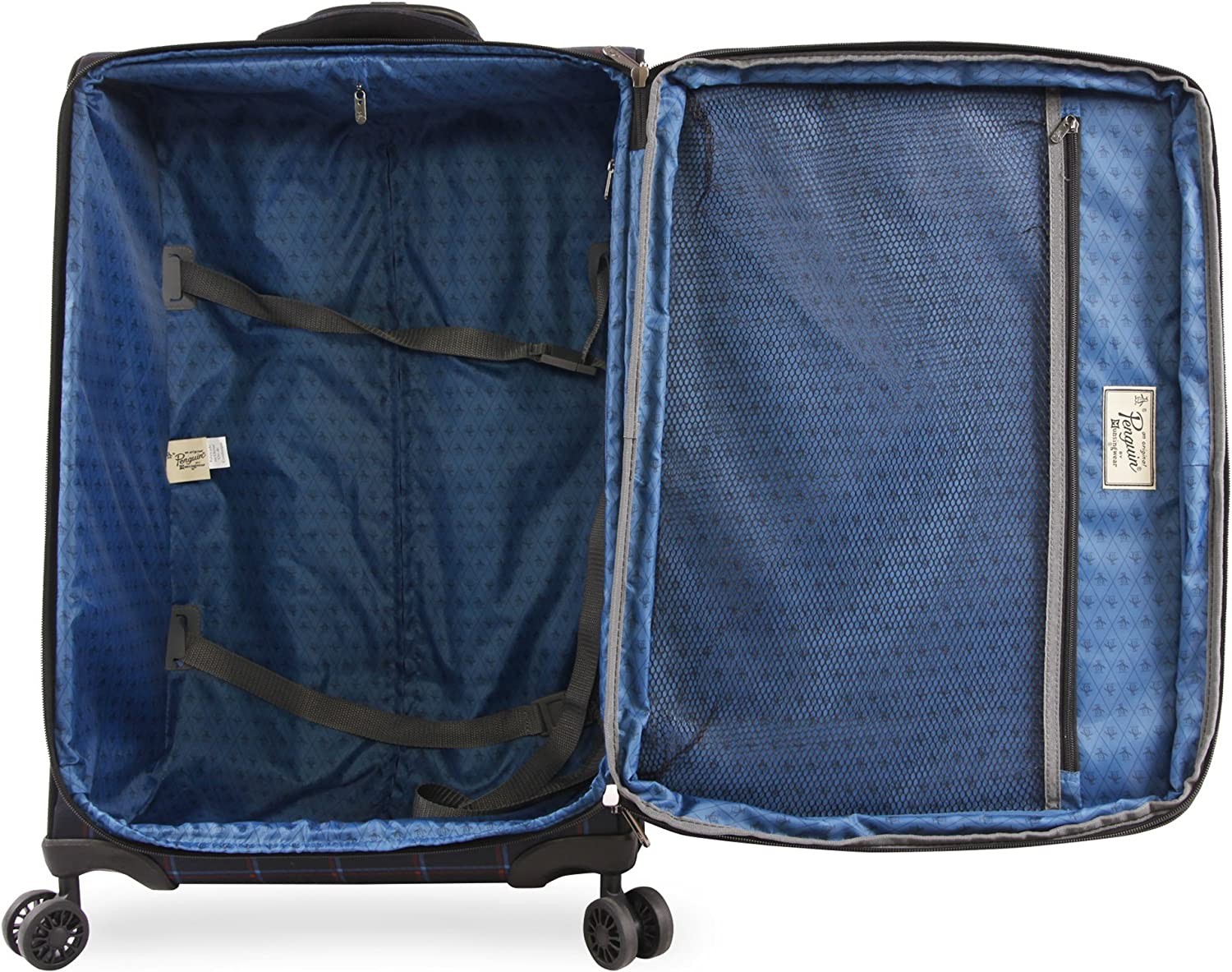 Original Penguin Original 3pc Expandable Suitcase Set with Spinner Wheels, Navy Plaid, One Size