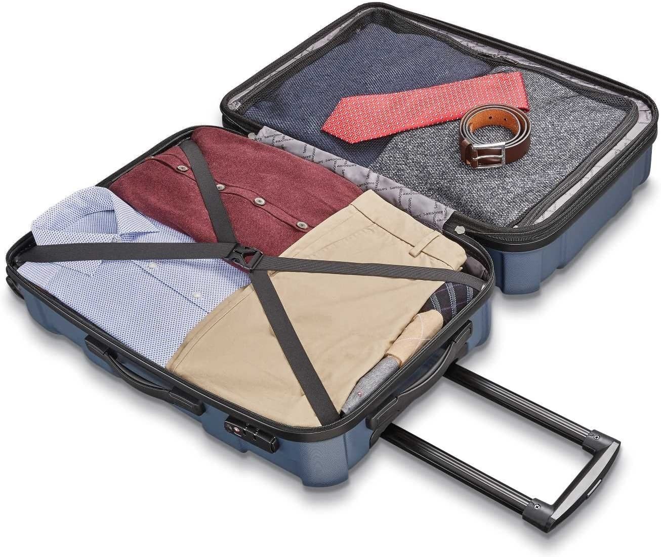 Samsonite Centric Hardside Expandable Luggage with Spinner Wheels, Blue Slate, Checked-Medium 24-Inch