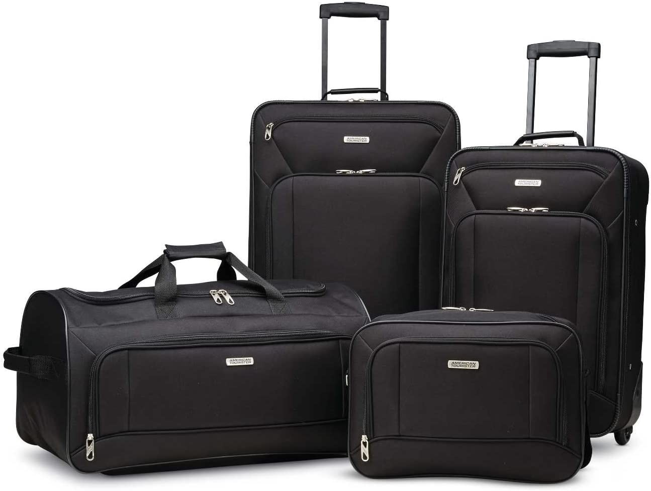 American Tourister Fieldbrook XLT Softside Upright Luggage, Black, 4-Piece Set (BB/DF/21/25)