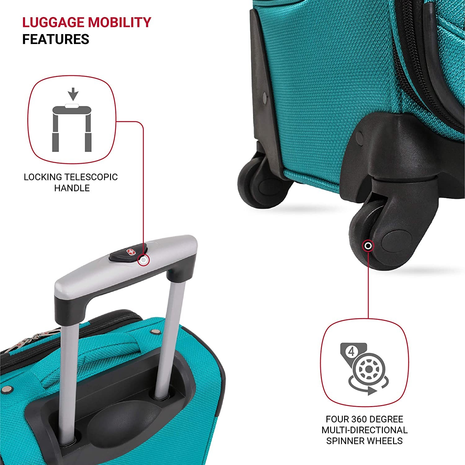 SwissGear Sion Softside Expandable Luggage, Teal, Carry-On 21-Inch