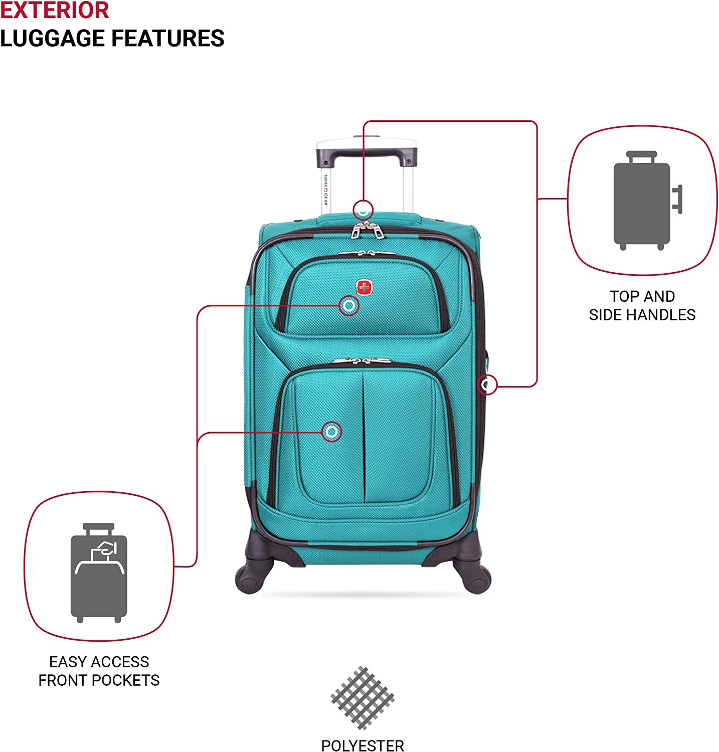 SwissGear Sion Softside Expandable Luggage, Teal, Carry-On 21-Inch