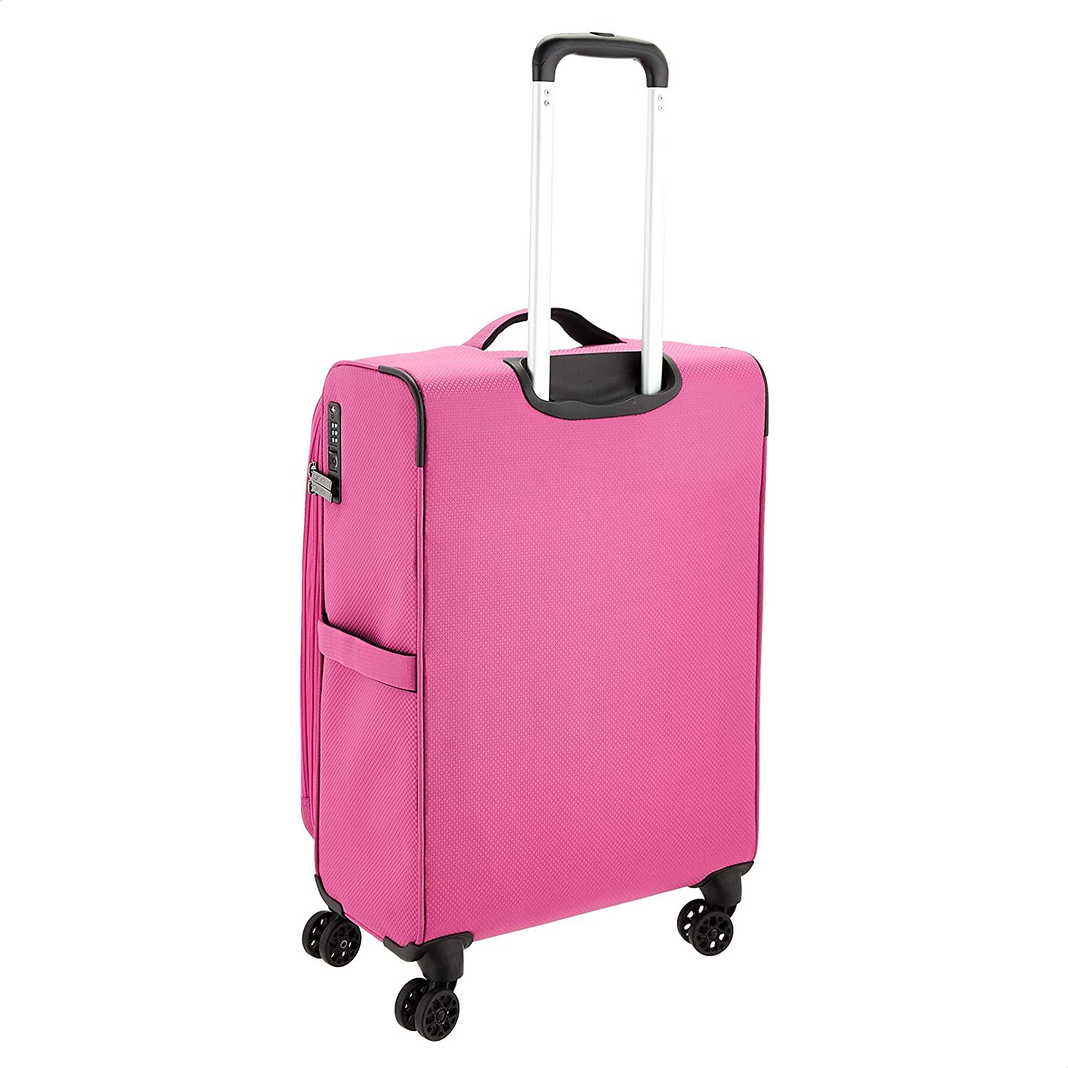 Amazon Basics Lightweight Luggage, Softside Spinner Travel Suitcase with Wheels - 27 Inch, Pink