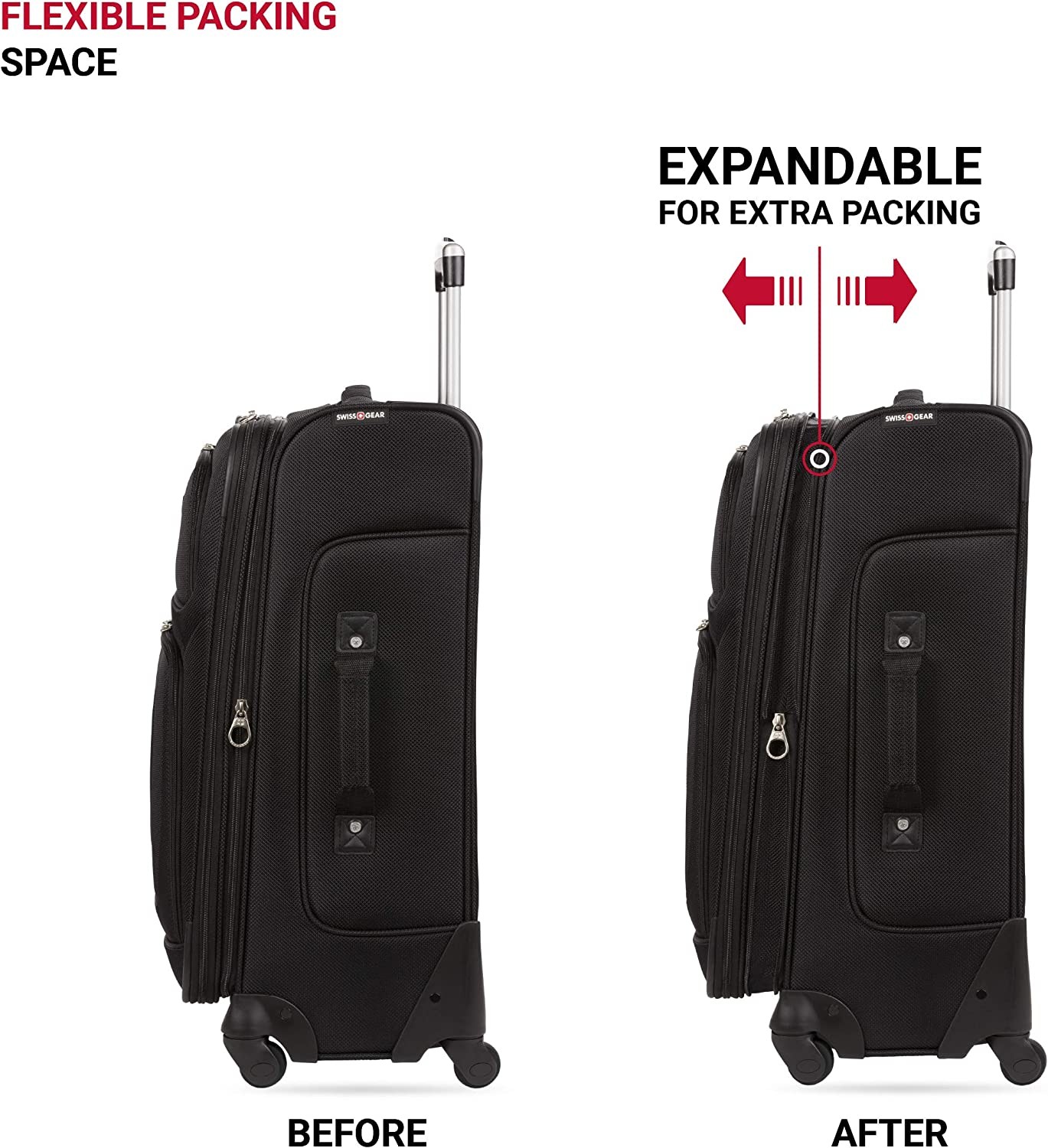 SwissGear Sion Softside Expandable Luggage, Black, Checked-Medium 25-Inch