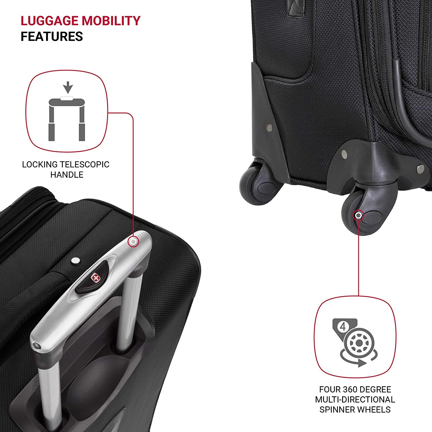SwissGear Sion Softside Expandable Luggage, Black, Checked-Medium 25-Inch