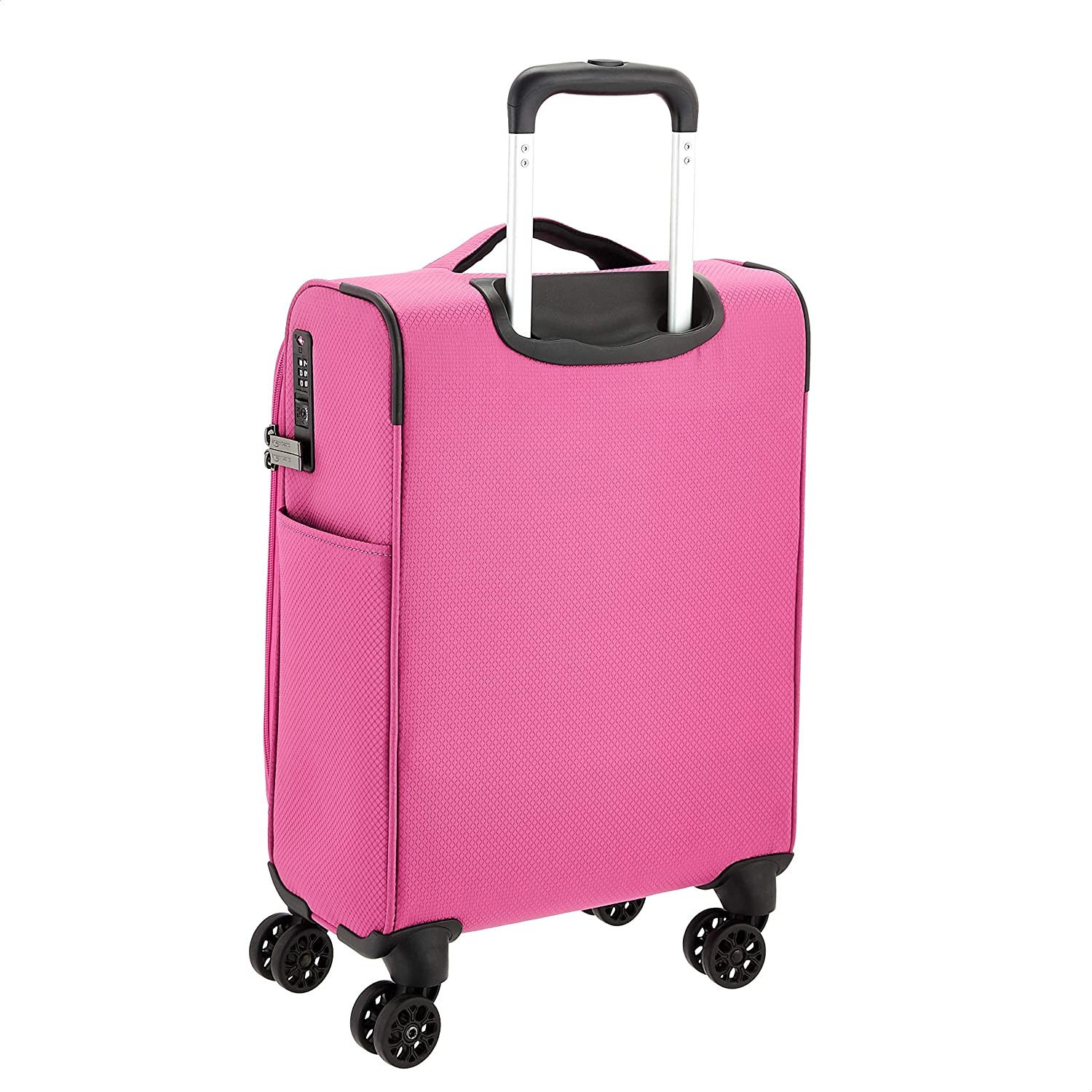 Amazon Basics Lightweight Luggage, Softside Spinner Travel Suitcase with Wheels - 22 Inch, Pink