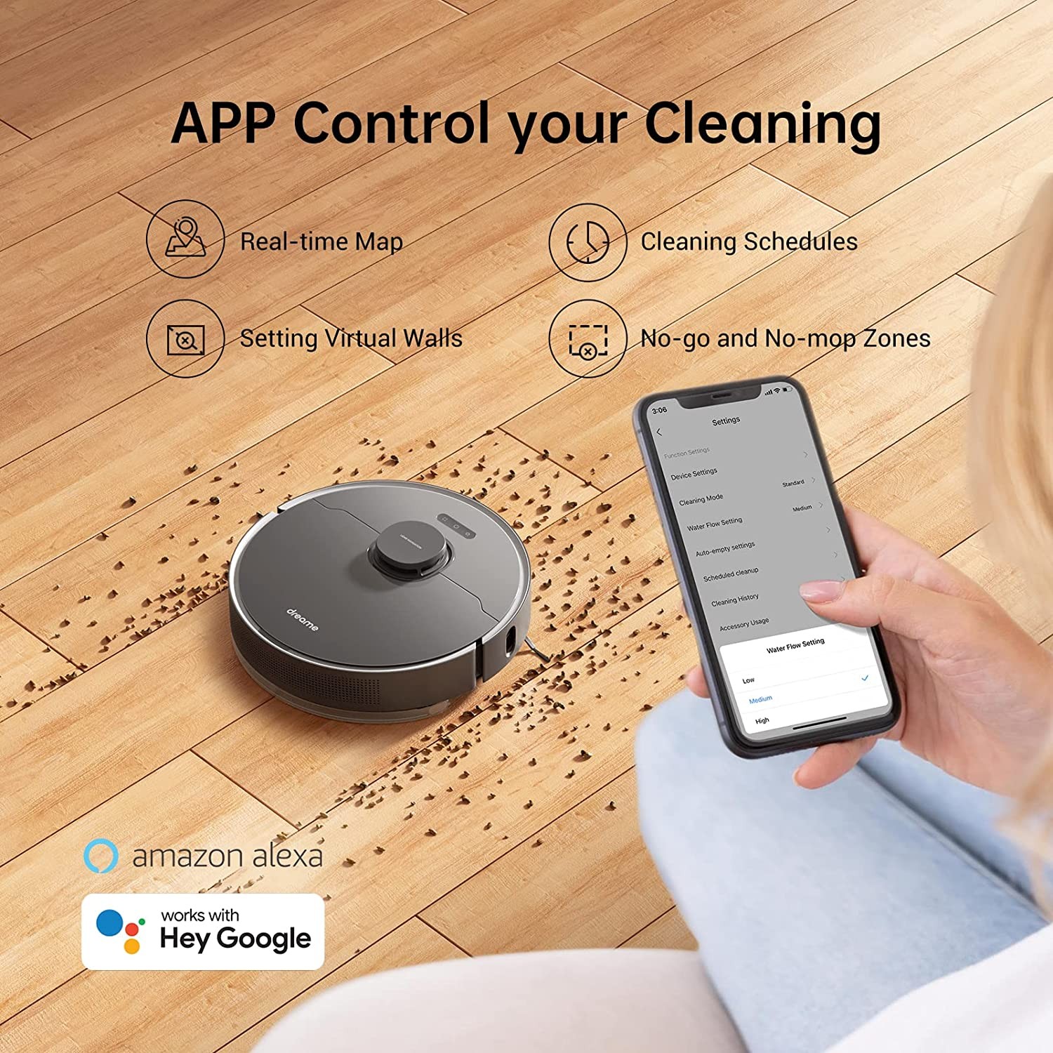 Dreametech Z10 Pro Robot Vacuum, Robot Vacuum Self Emptying for up to 65 Days, 4000 Pa Suction Power & Smart Mapping, Wi-Fi Connected, Robot Vacuum and Mop Combo Compatible with Alexa