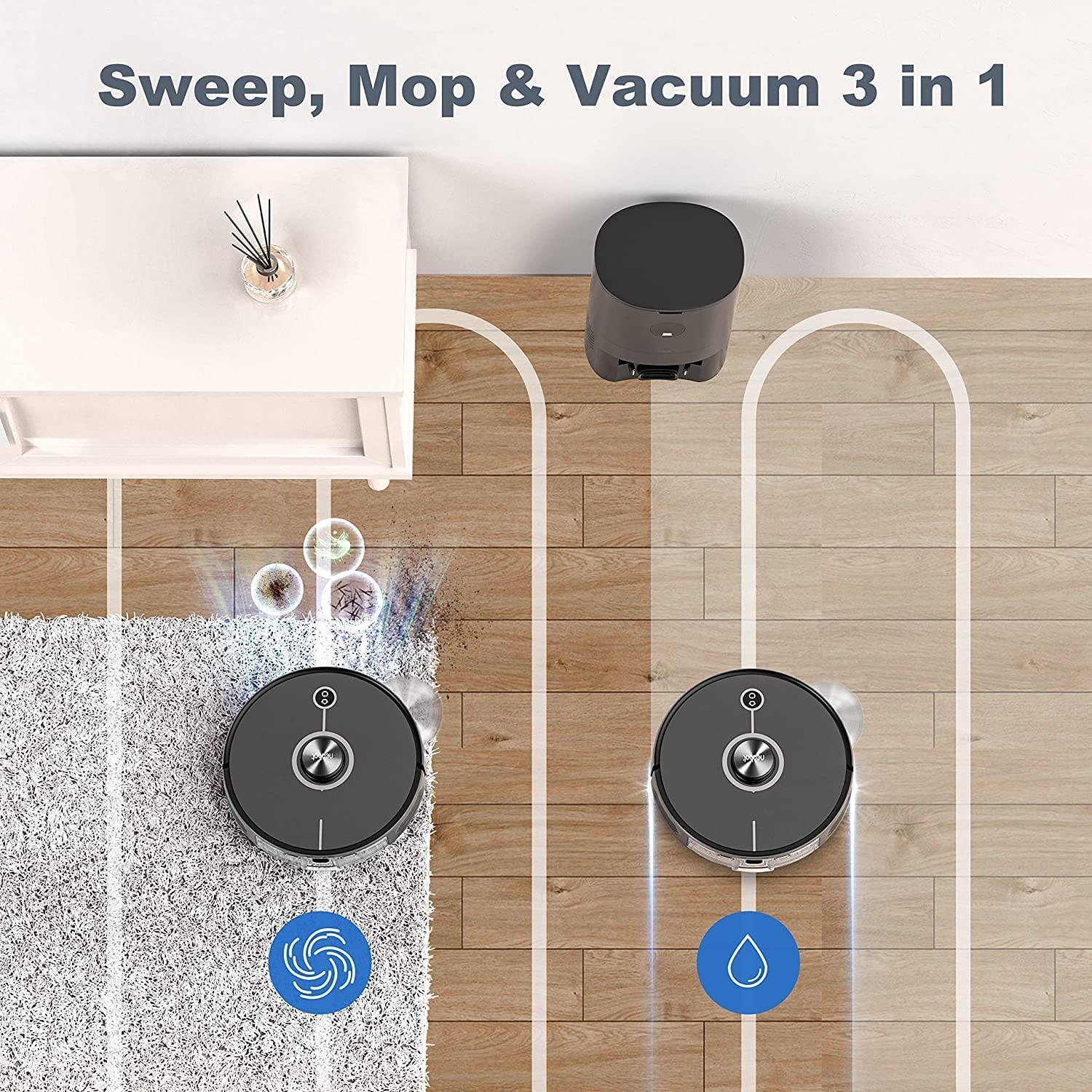 Dreametech L10 Pro Robot Vacuum Cleaner with Dual-Line LiDAR Navigation, 3D Obstacle Avoidance, 4000Pa Suction Multi-Level Mapping, Compatible with Alexa/App, Ideal for Pet Hair, Carpet, Hard Floors