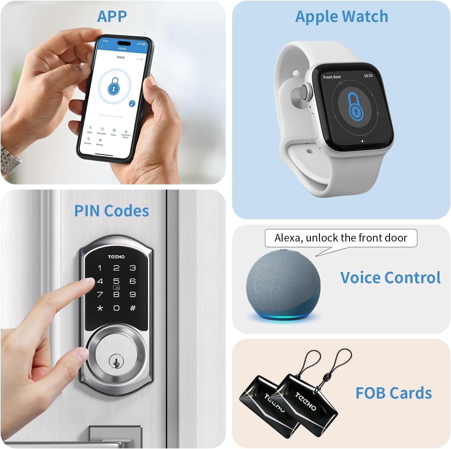 TEEHO TE006G Smart Lock - Keyless Entry Door Lock with Gateway - WiFi Smart Deadbolt for Front Door - Remote APP Control - Auto Lock - Satin Nickel