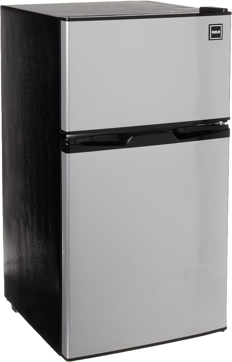 RCA RFR836 3.2 Cu Ft 2 Door Fridge and Freezer, Stainless Steel