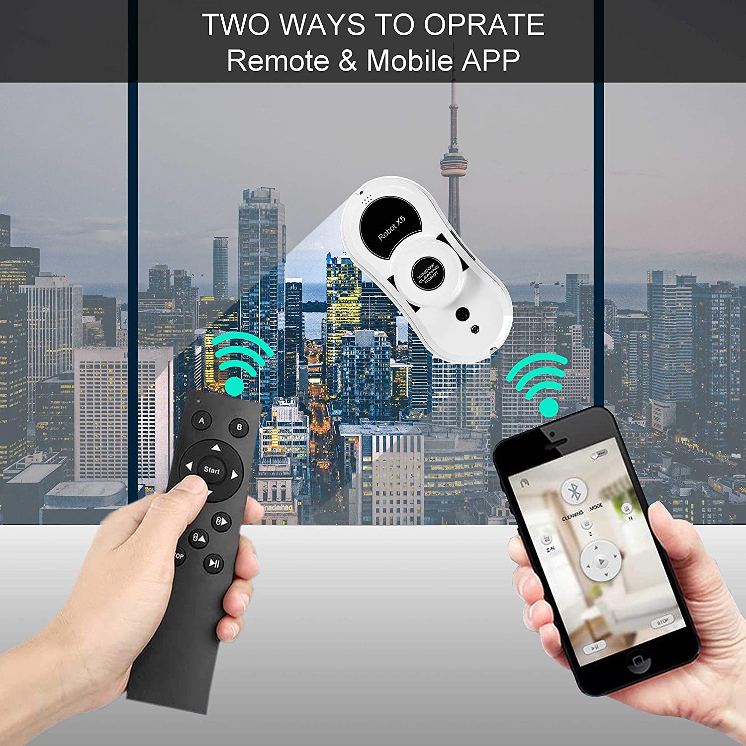 Window Cleaner Robot, Sophinique X5 Window Vacuum Cleaner Smart Glass Cleaning Robotic with APP & Remote, Intelligent Automatic Cleaner Robot for Outdoor/Indoor Windows Table Tile Ceiling (White)
