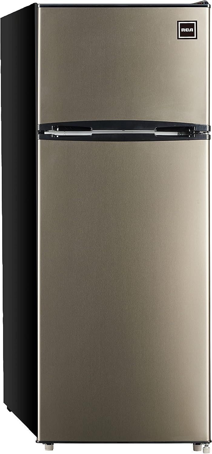 RCA RFR725 2 Door Apartment Size Refrigerator with Freezer, Stainless,7.5 cu ft