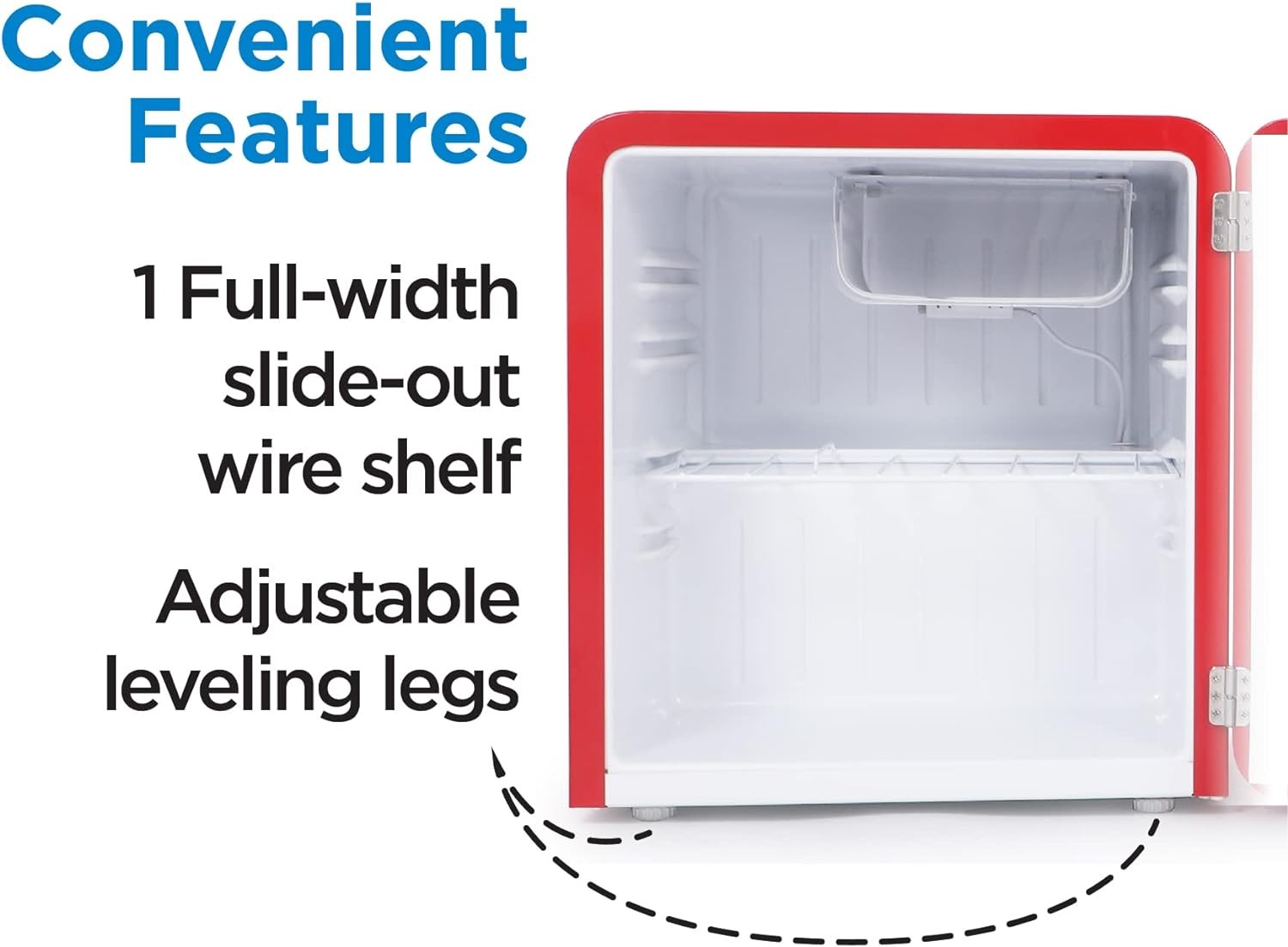 Commercial Cool 1.6 Cu. Ft, Vintage Style, Retro Fridge with 1 Slide-Out Wire Shelf & Bin Storage, Small Refrigerator with Freezer, Red