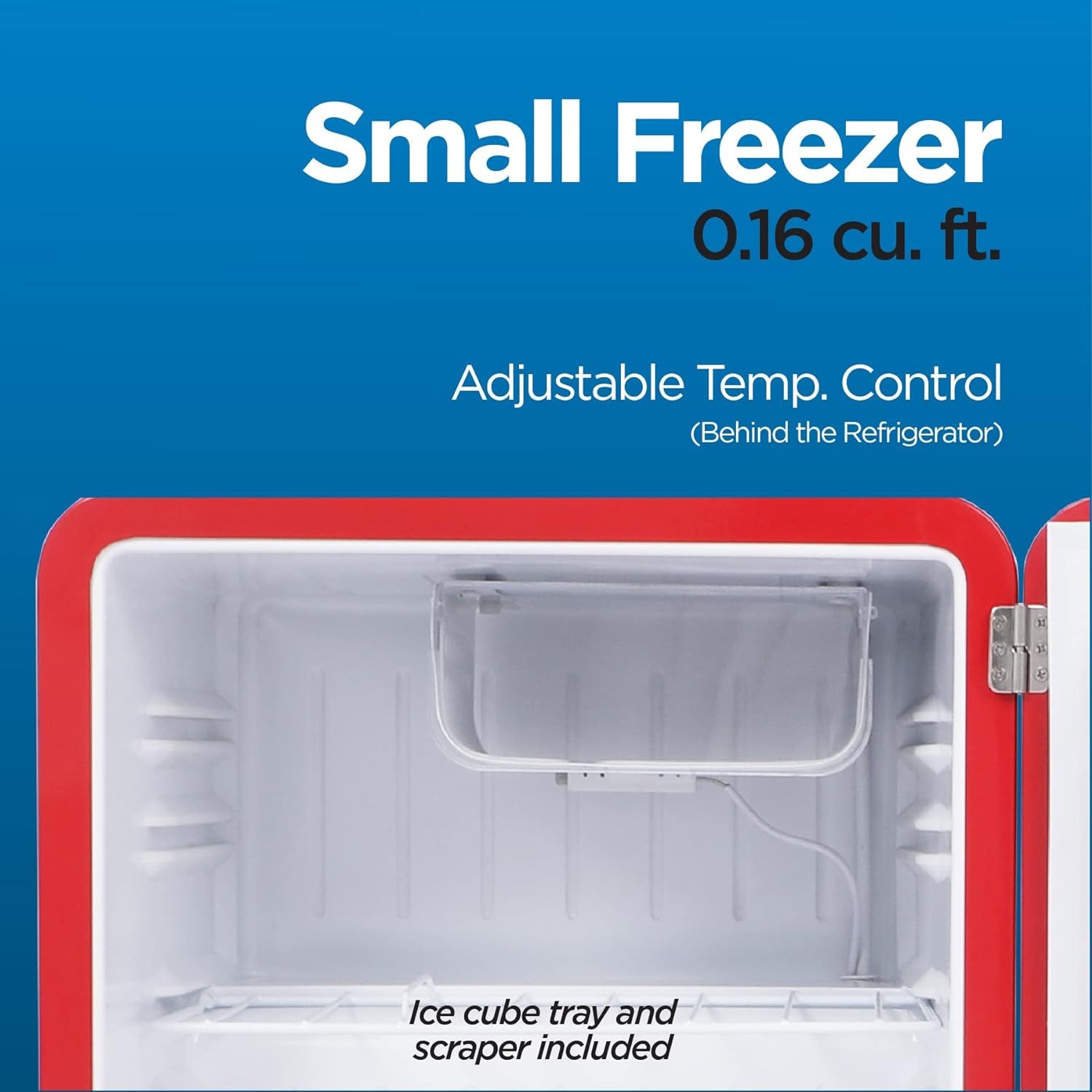 Commercial Cool 1.6 Cu. Ft, Vintage Style, Retro Fridge with 1 Slide-Out Wire Shelf & Bin Storage, Small Refrigerator with Freezer, Red
